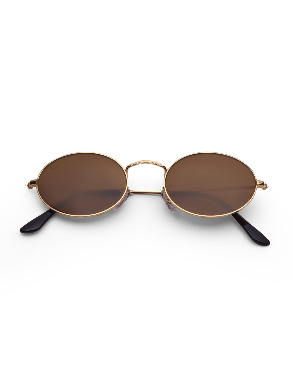 Women's Gold Brown Oval Sunglasses