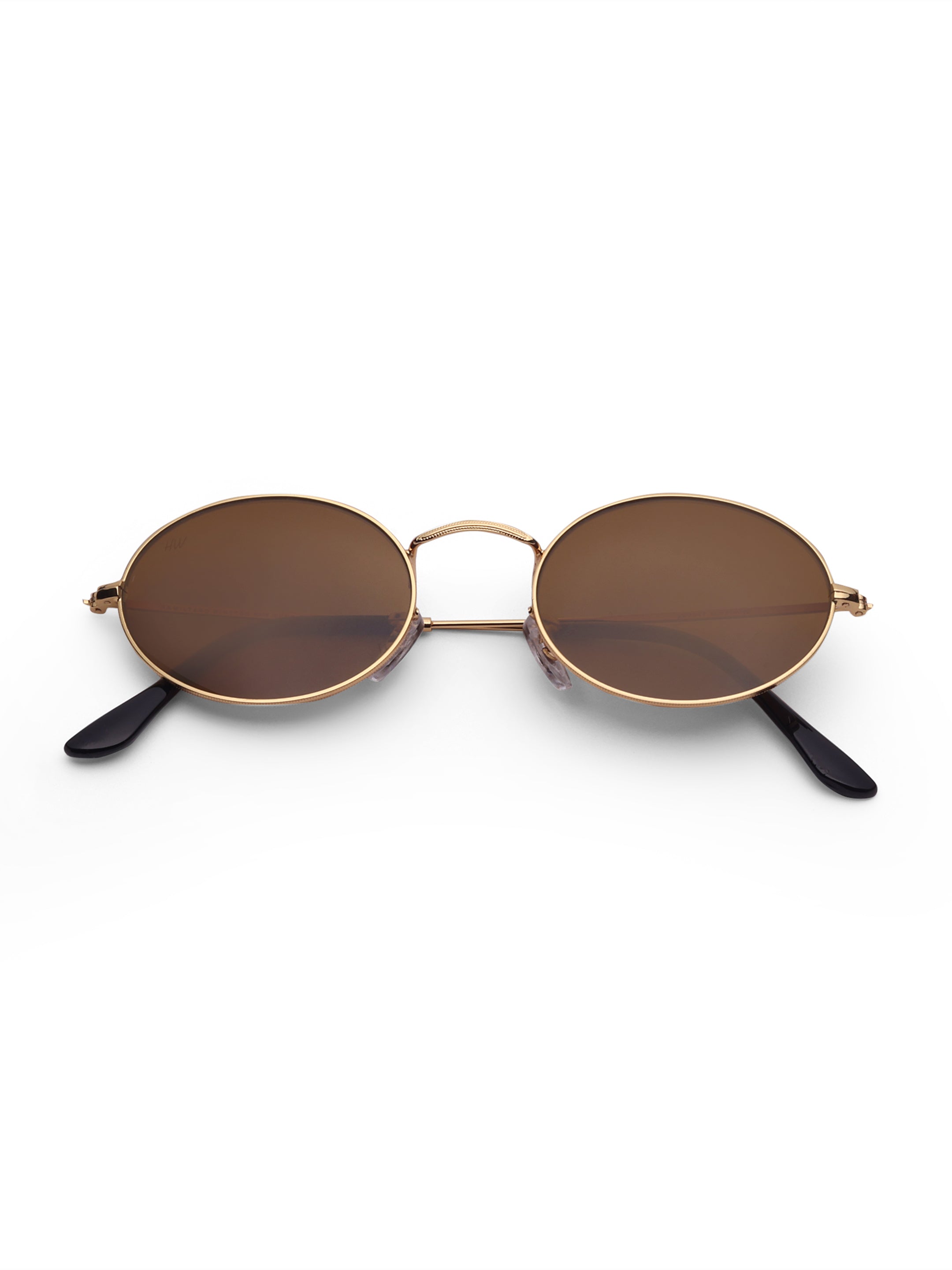 Women's Gold Brown Oval Sunglasses