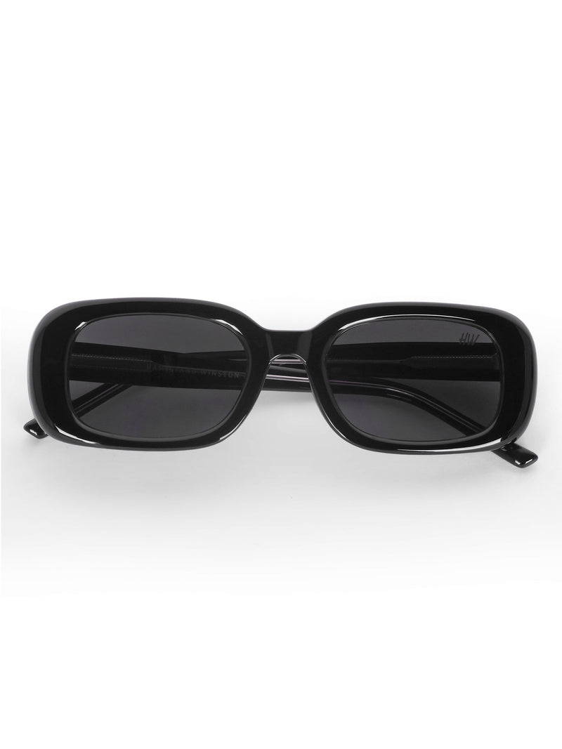 Women's Black Rectangular Premium Sunglasses