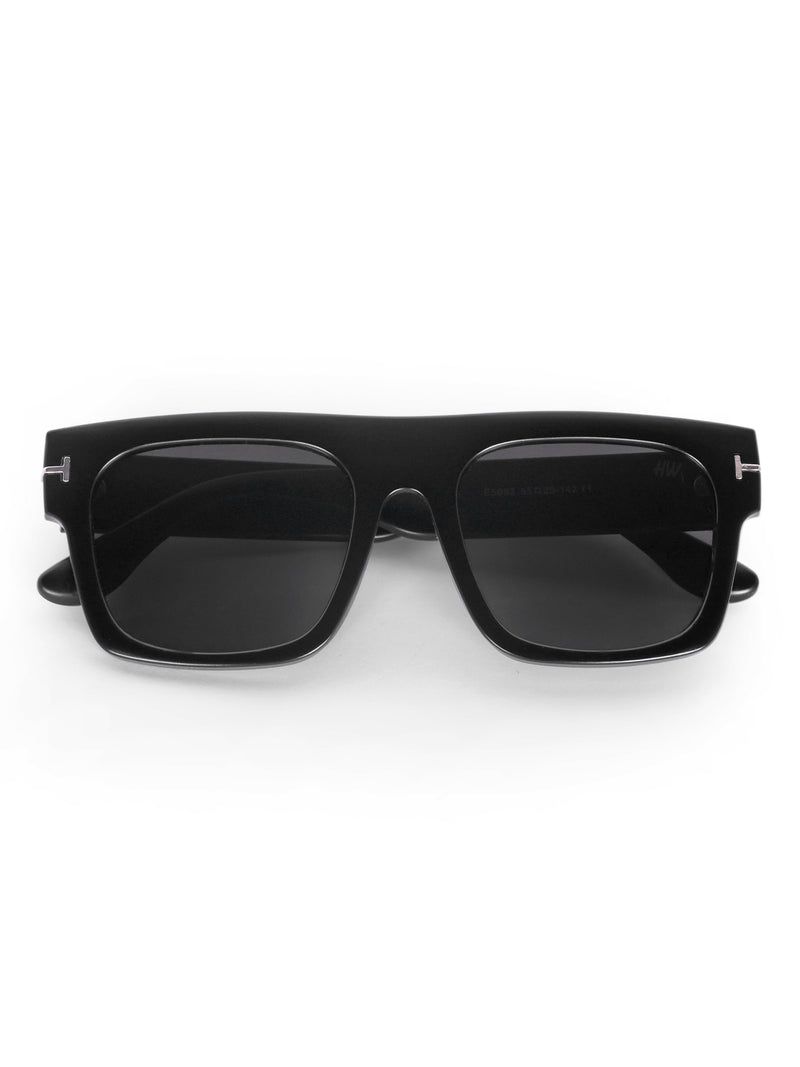 Men's Full Black UV Protected Wayfarer Rectangular Sunglasses
