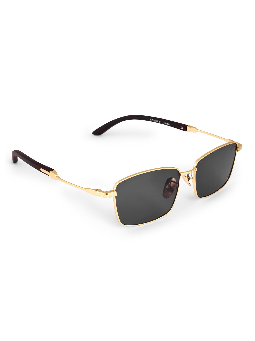 Men's Golden Black UV Protected  Rectangular Wayfarer Sunglasses