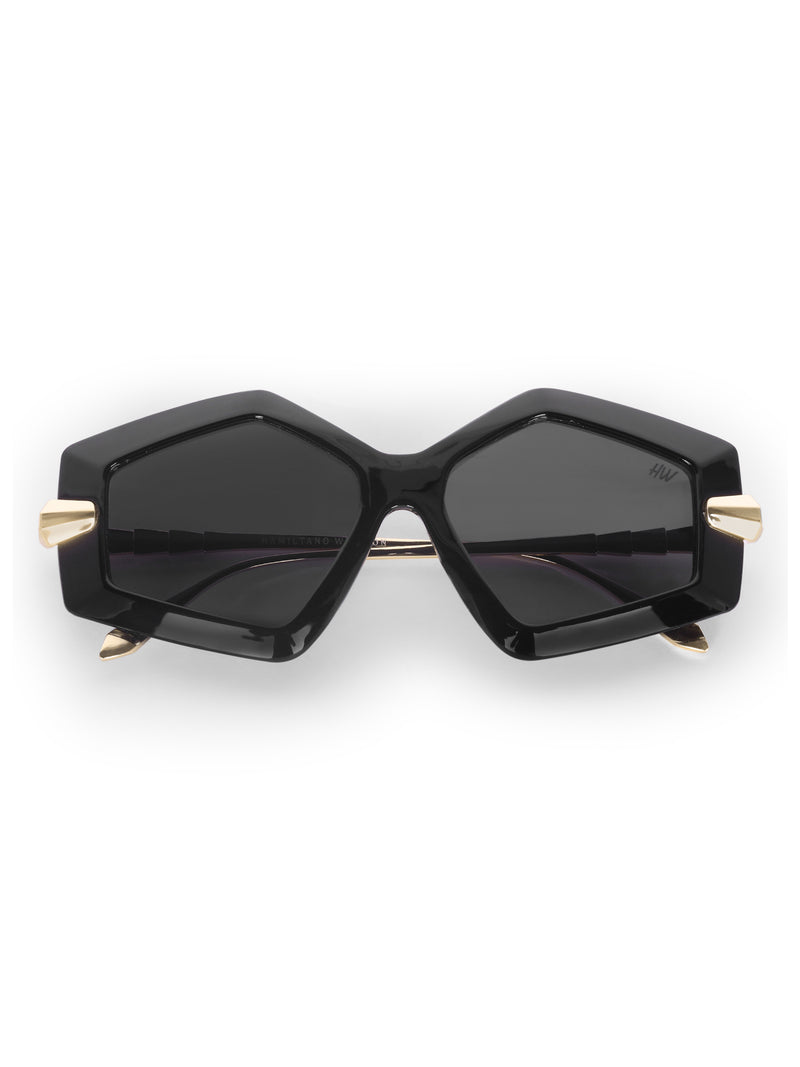 Women's Black Golden UV Protected Oversized Sunglasses