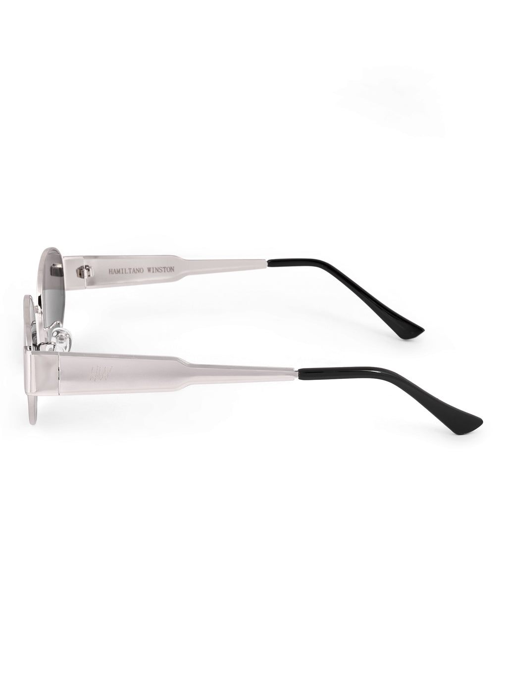 Women's Oval Silver Black UV Protected Sunglasses