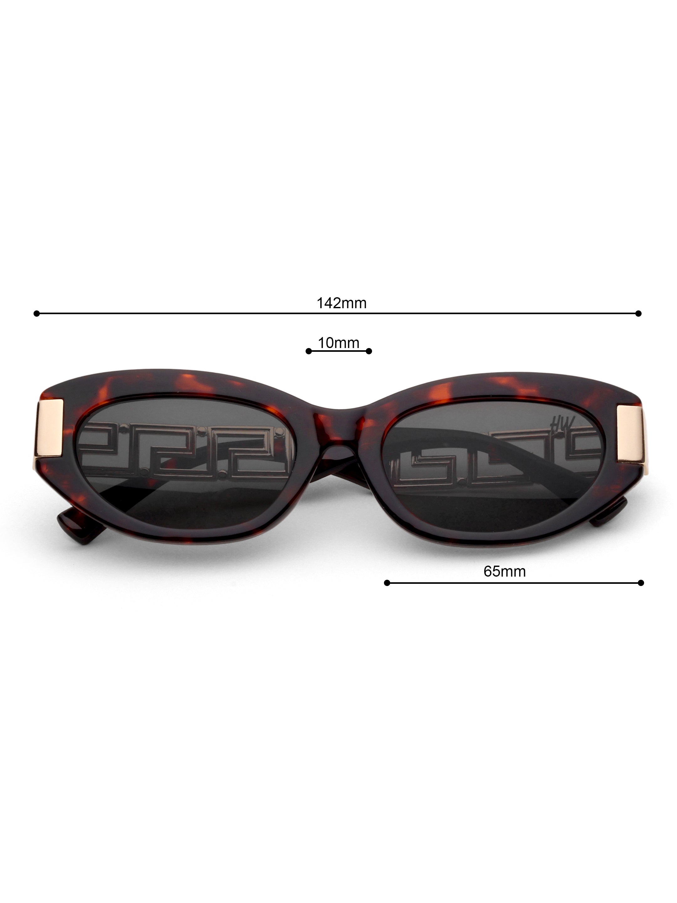 Alina Black Oval Leopard UV Protected Womens Sunglasses