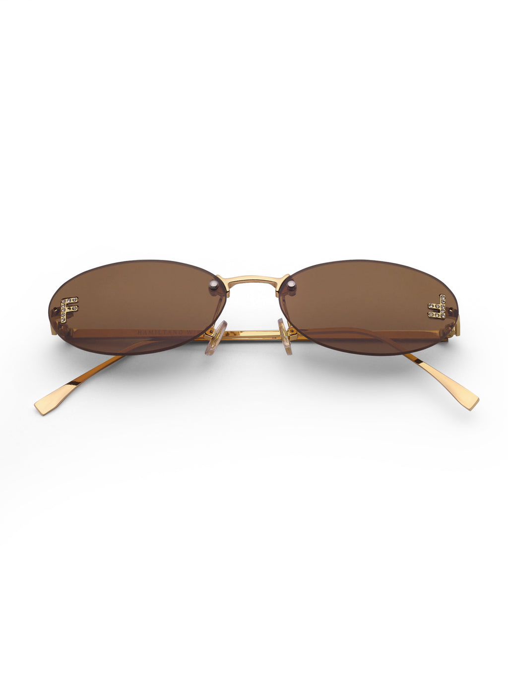 Women's Gold Brown Oval Sunglasses