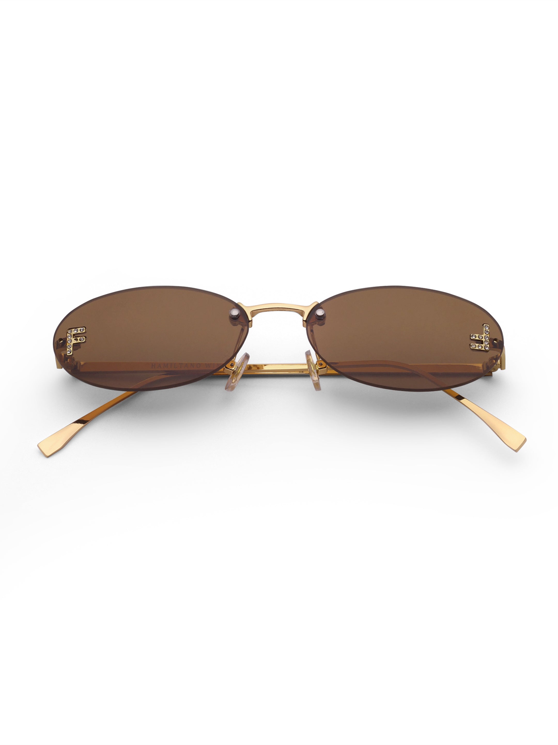 Women's Gold Brown Oval Sunglasses