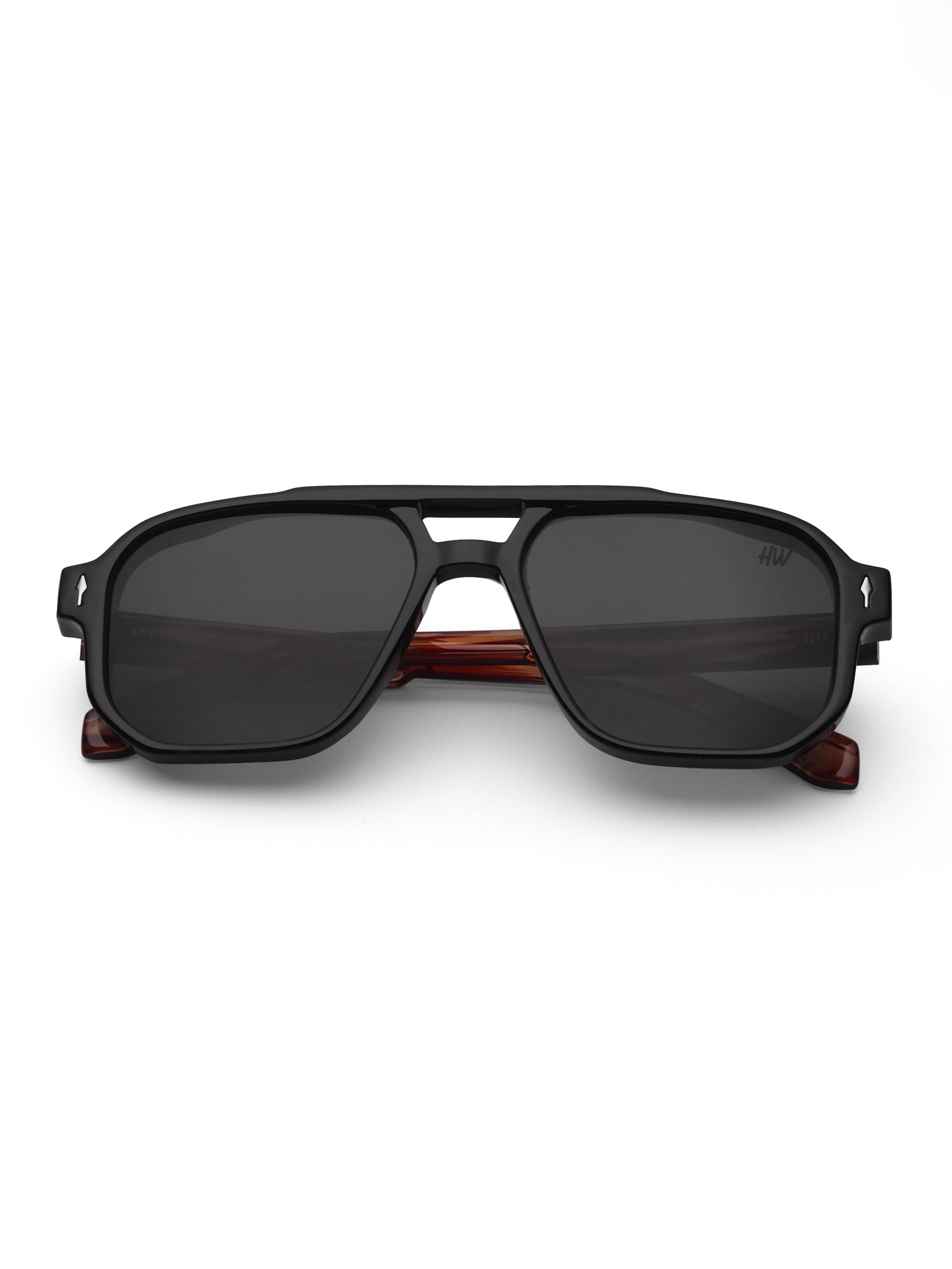 Men's UV Protected Gold Wooden Look Black Wayfarer Sunglasses