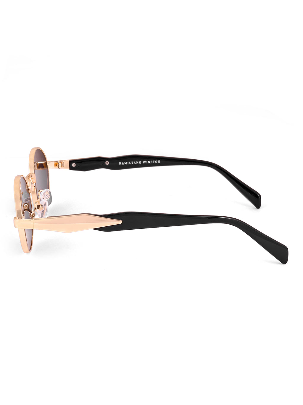 Women's Oval Golden Black UV Protected Sunglasses