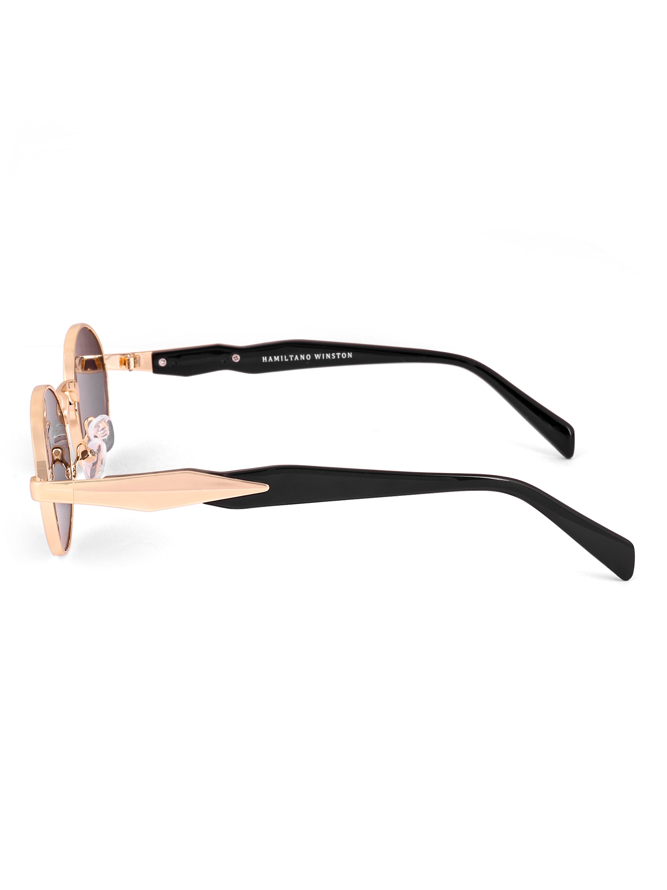 Women's Oval Golden Black UV Protected Sunglasses
