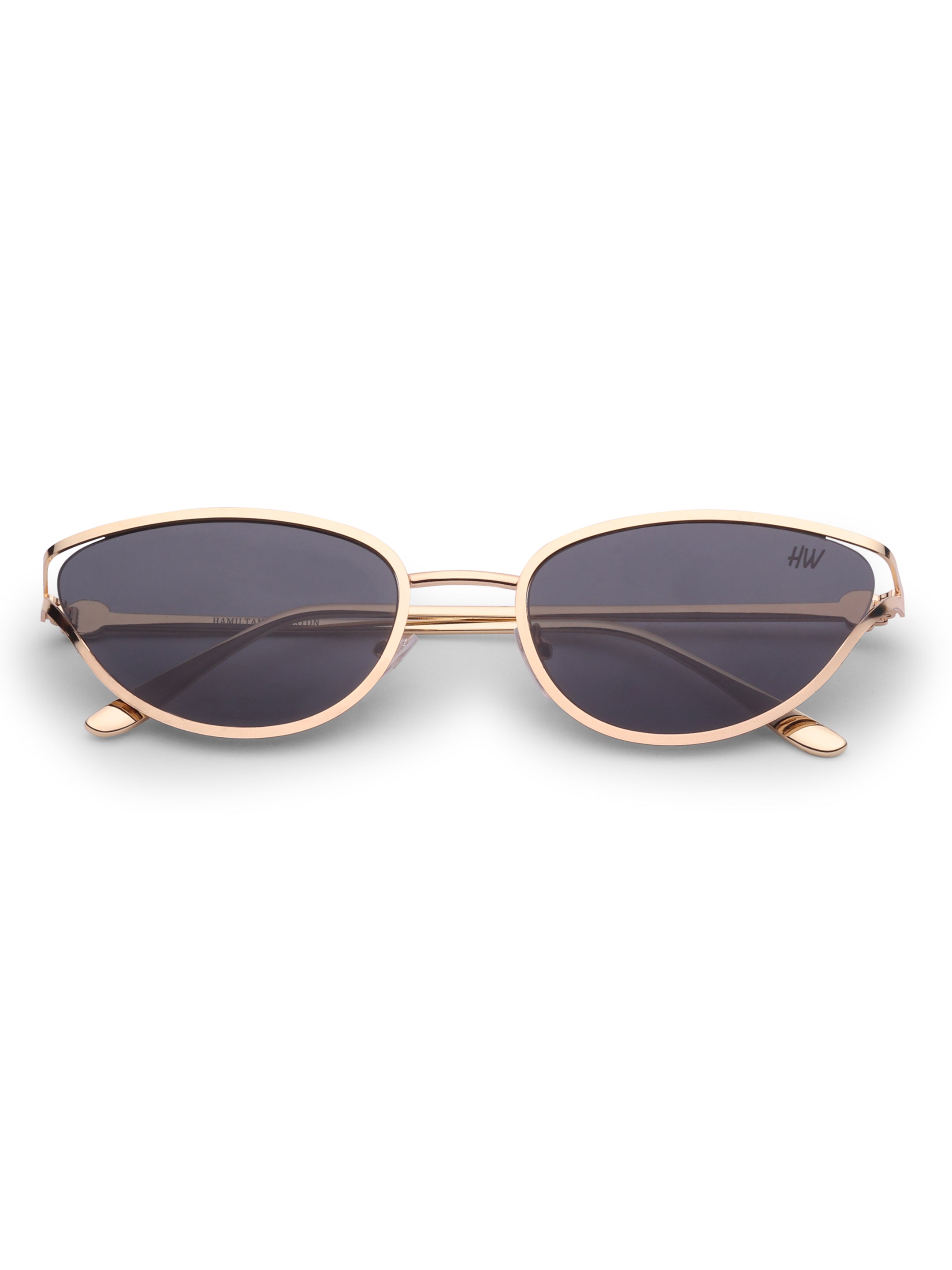 Women's Gold Black Cat Eye Sunglasses
