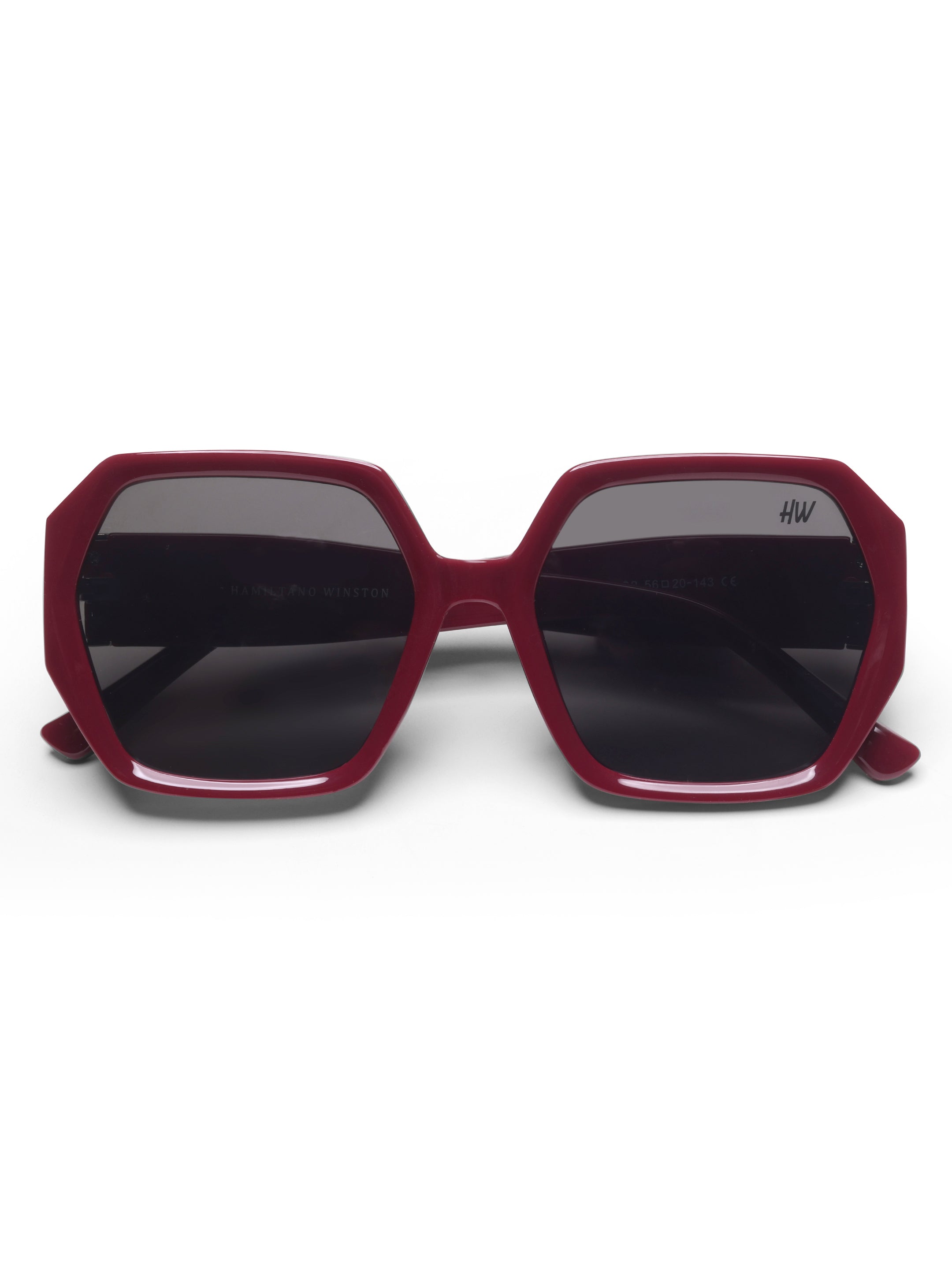 Liora Oversized Red Hexagon UV Protected Womens Sunglasses
