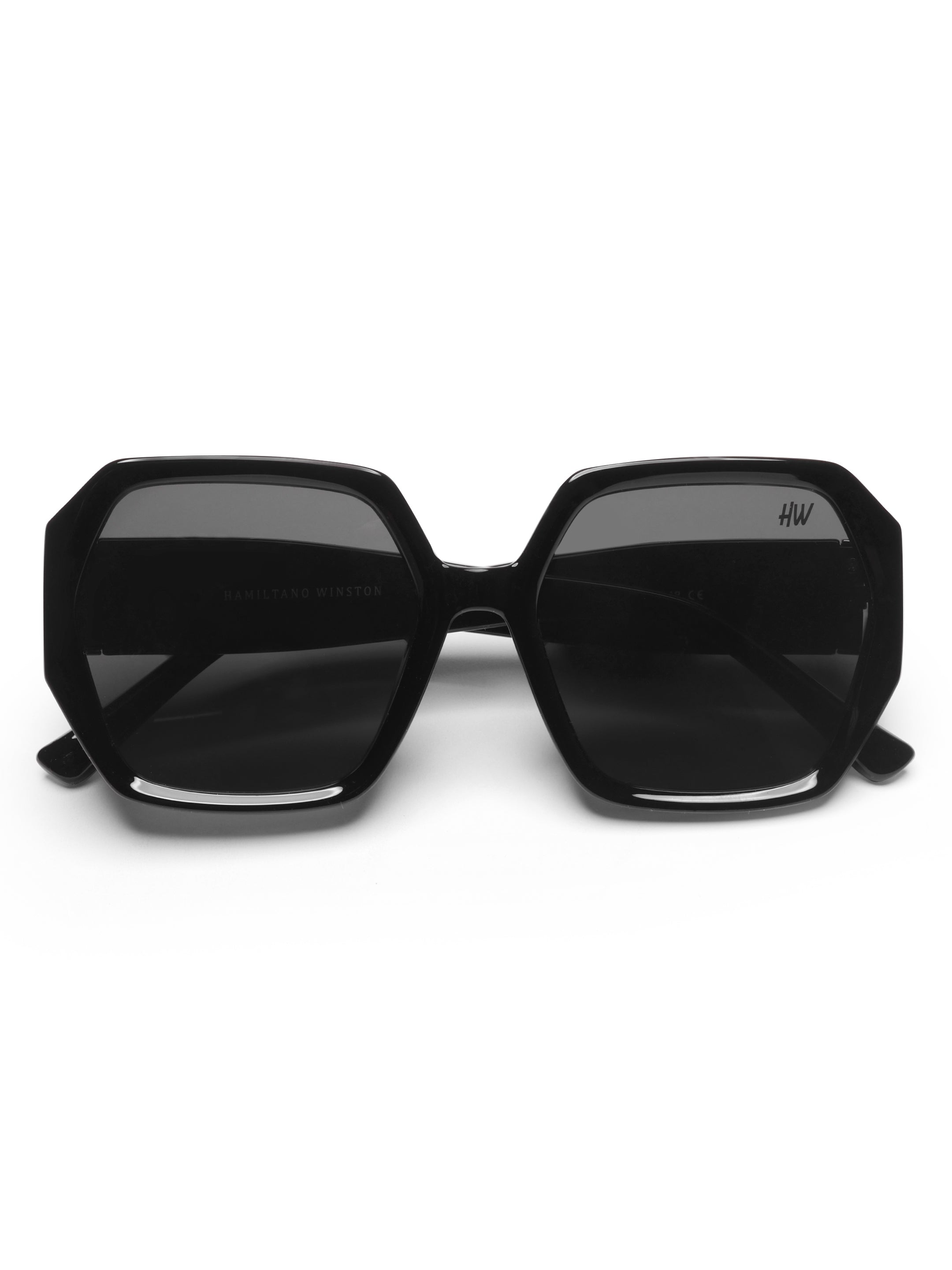 Zarela Acetate Oversized Black Hexagon UV Protected Womens Sunglasses