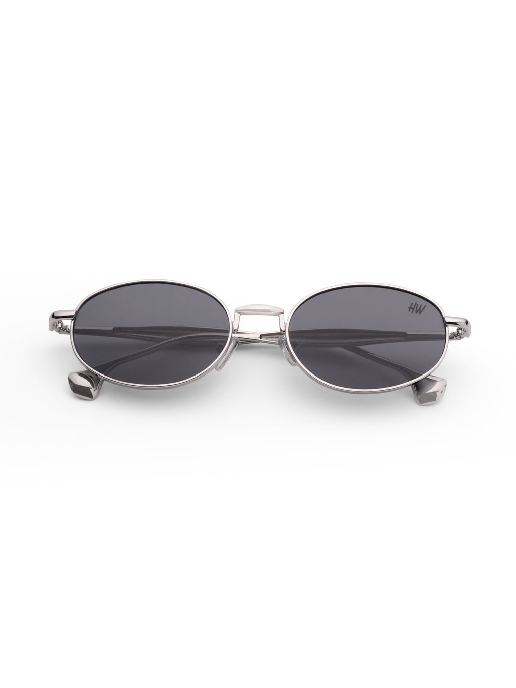 Women's Oval Silver Black Sunglasses