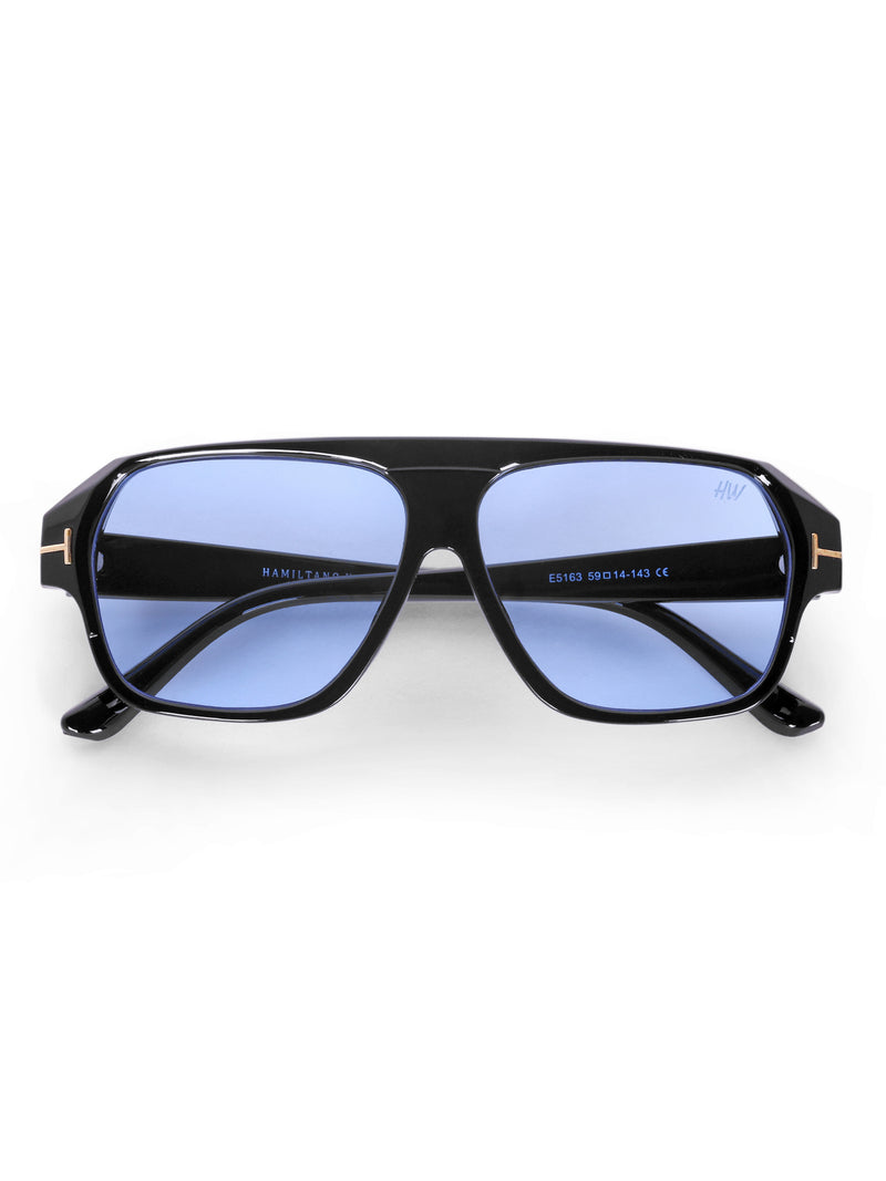 Men's Blue Wayfarer Rectangular Sunglasses