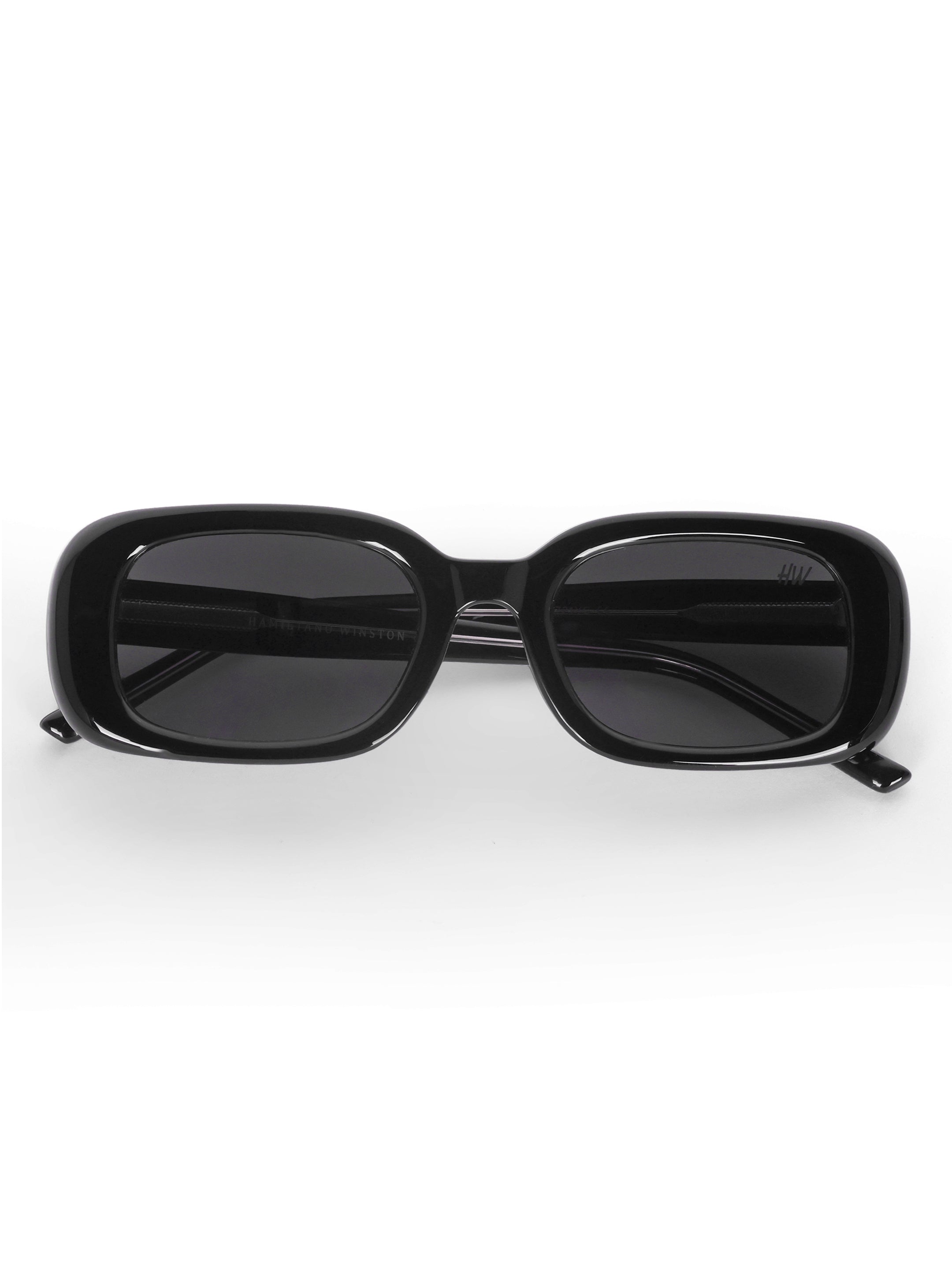 Women's Black Rectangular uv protected premium sunglasses by Hamiltano Winston