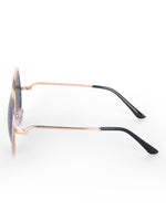 Women's UV Protected Black Golden Oversized Round Sunglasses