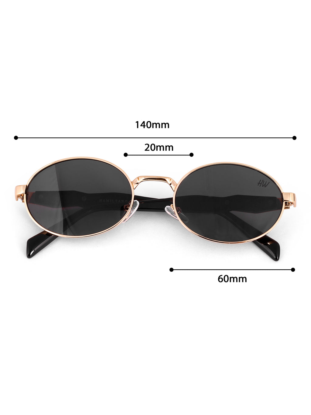 Women's Oval Golden Black UV Protected Sunglasses
