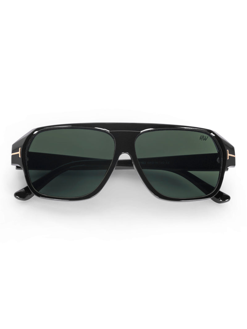 Men's Green UV Protected Wayfarer Rectangular Sunglasses