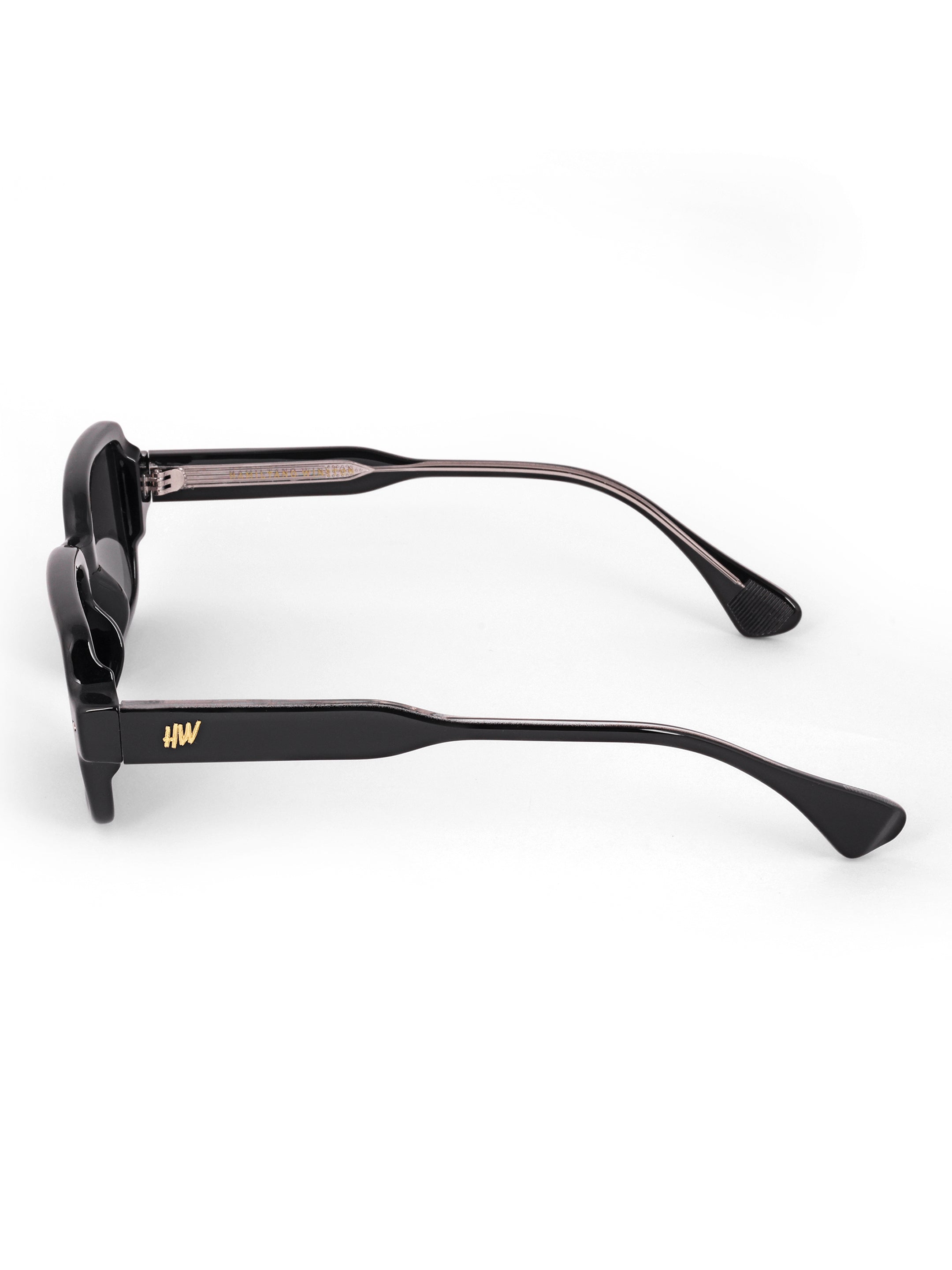 Women's Black Rectangular Sunglasses