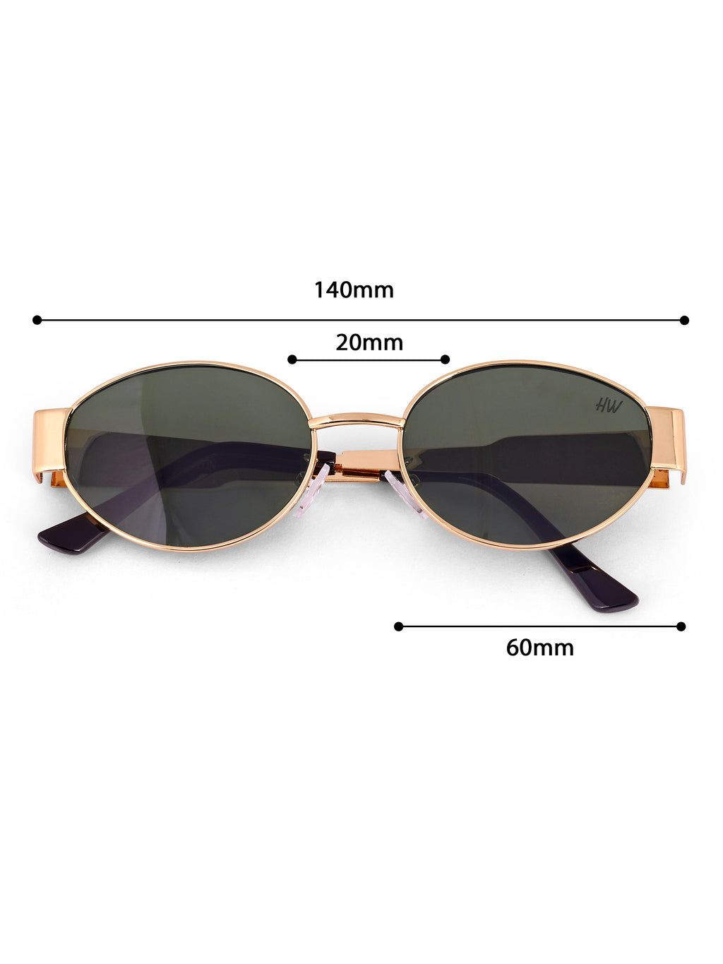 Women's Oval Golden Green UV Protected Sunglasses