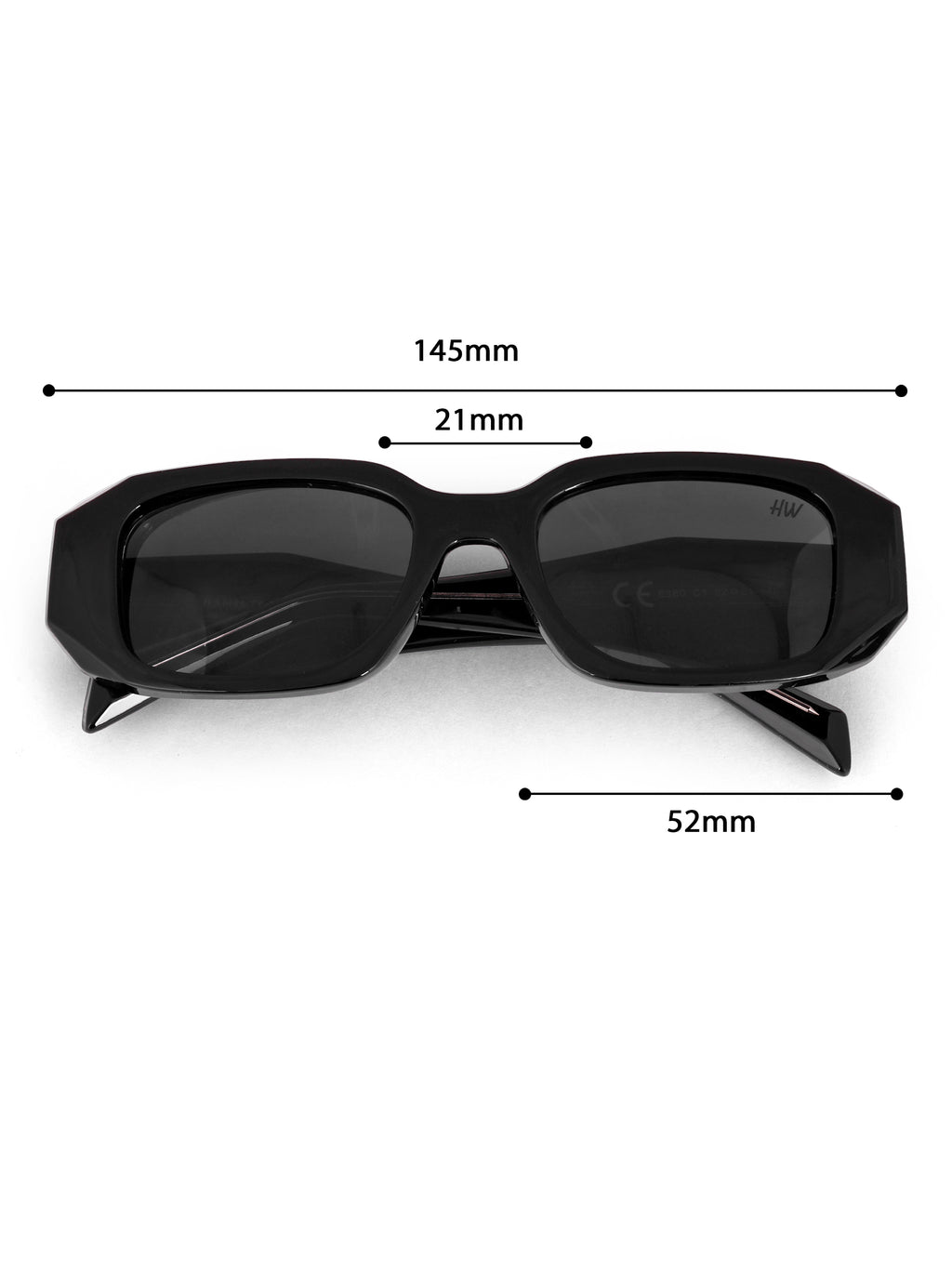 Women's Black Rectangular UV Protected Sunglasses