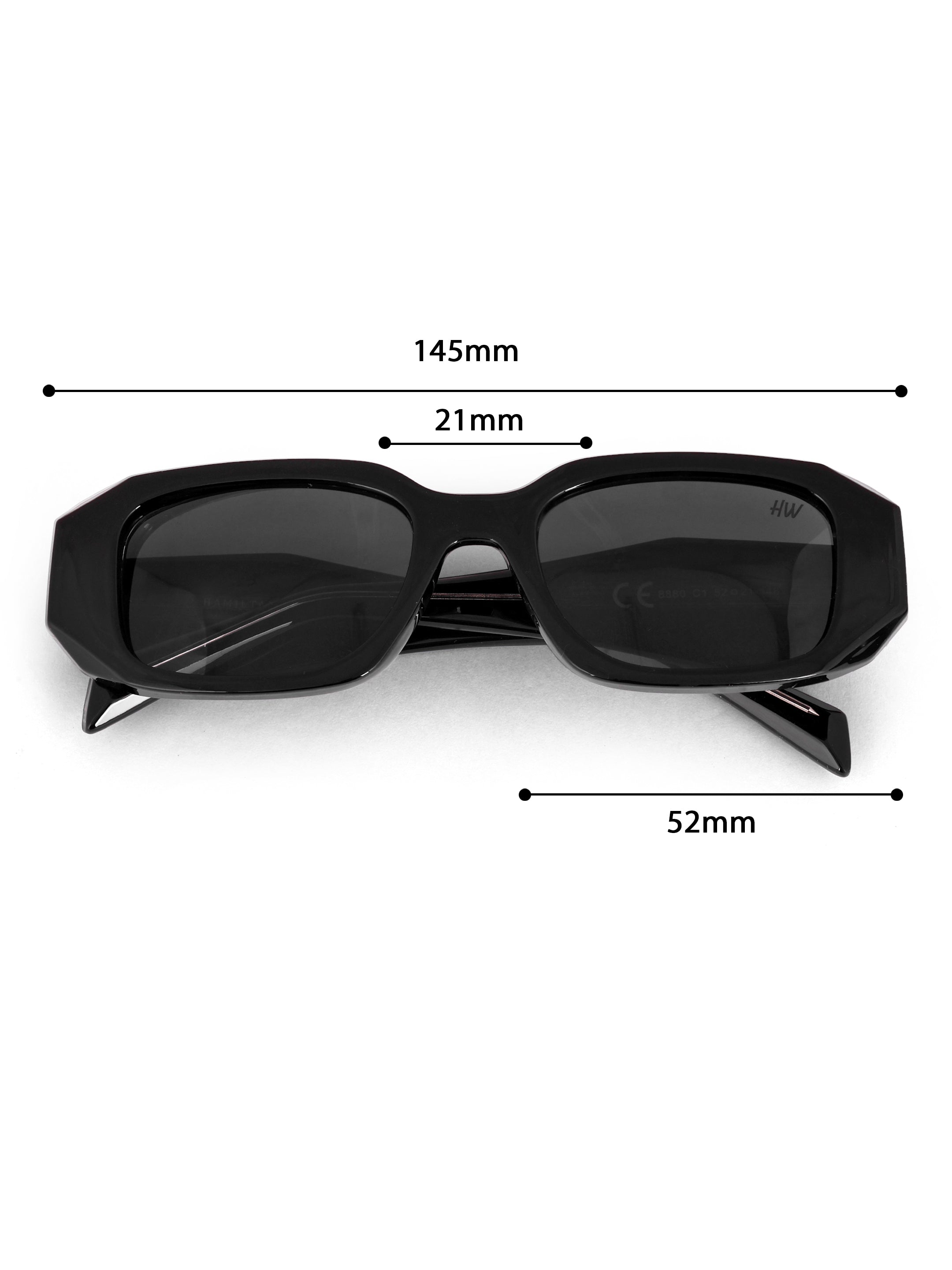 Women's Black Rectangular UV Protected Sunglasses