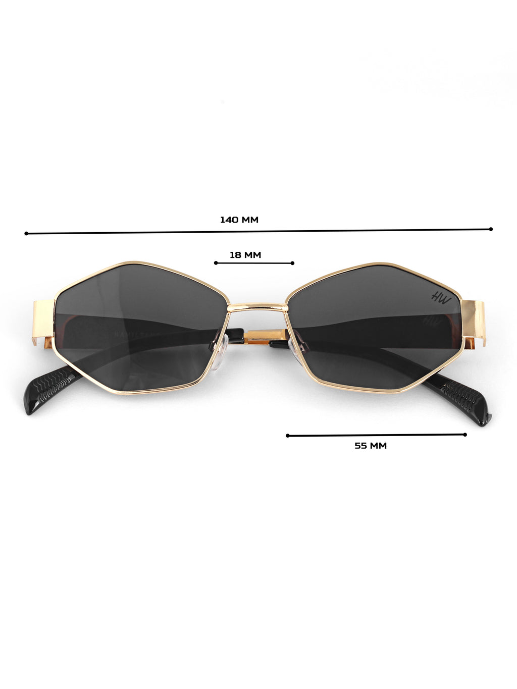 Black Hexagon Women UV Protected Sunglasses