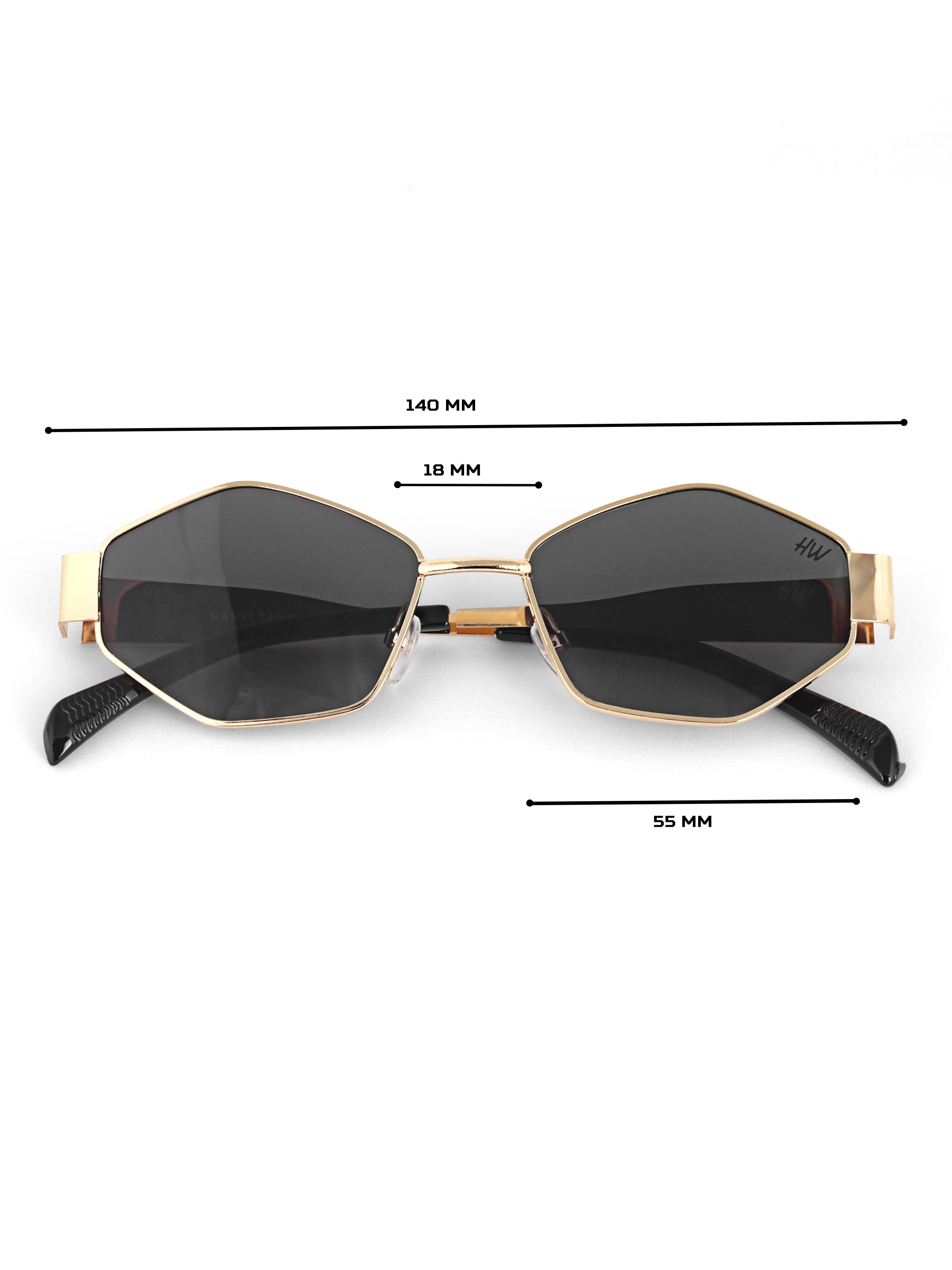 Black Hexagon Women UV Protected Sunglasses