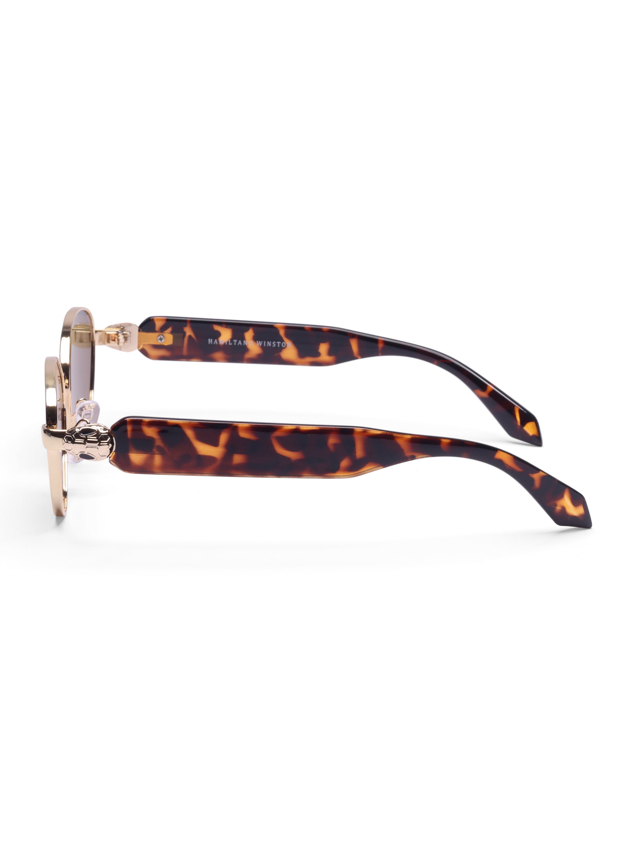 Women's Gold Brown Oval Metal Sunglasses
