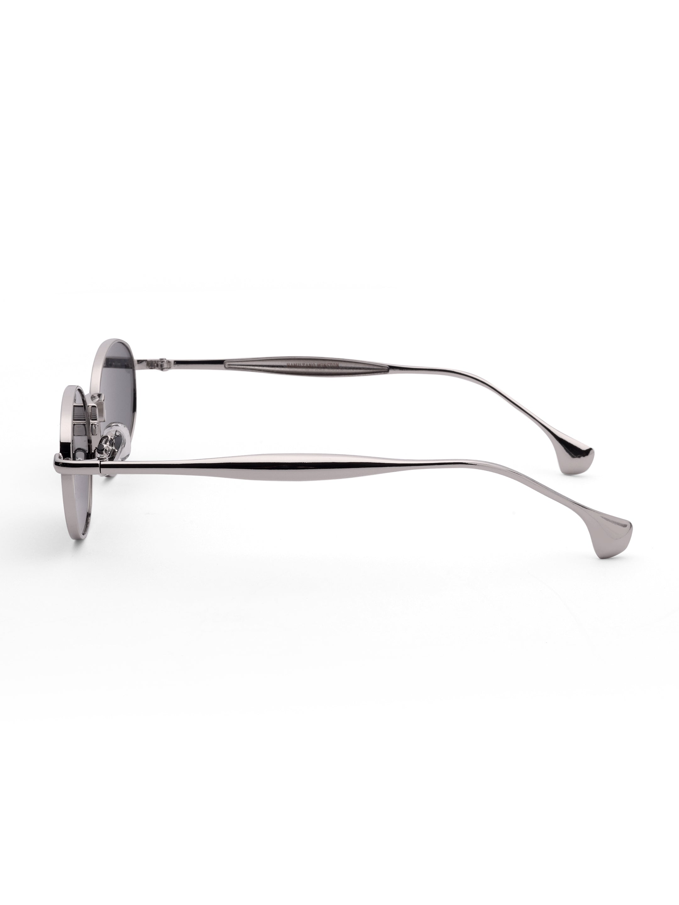 Women's Oval Silver Black Sunglasses