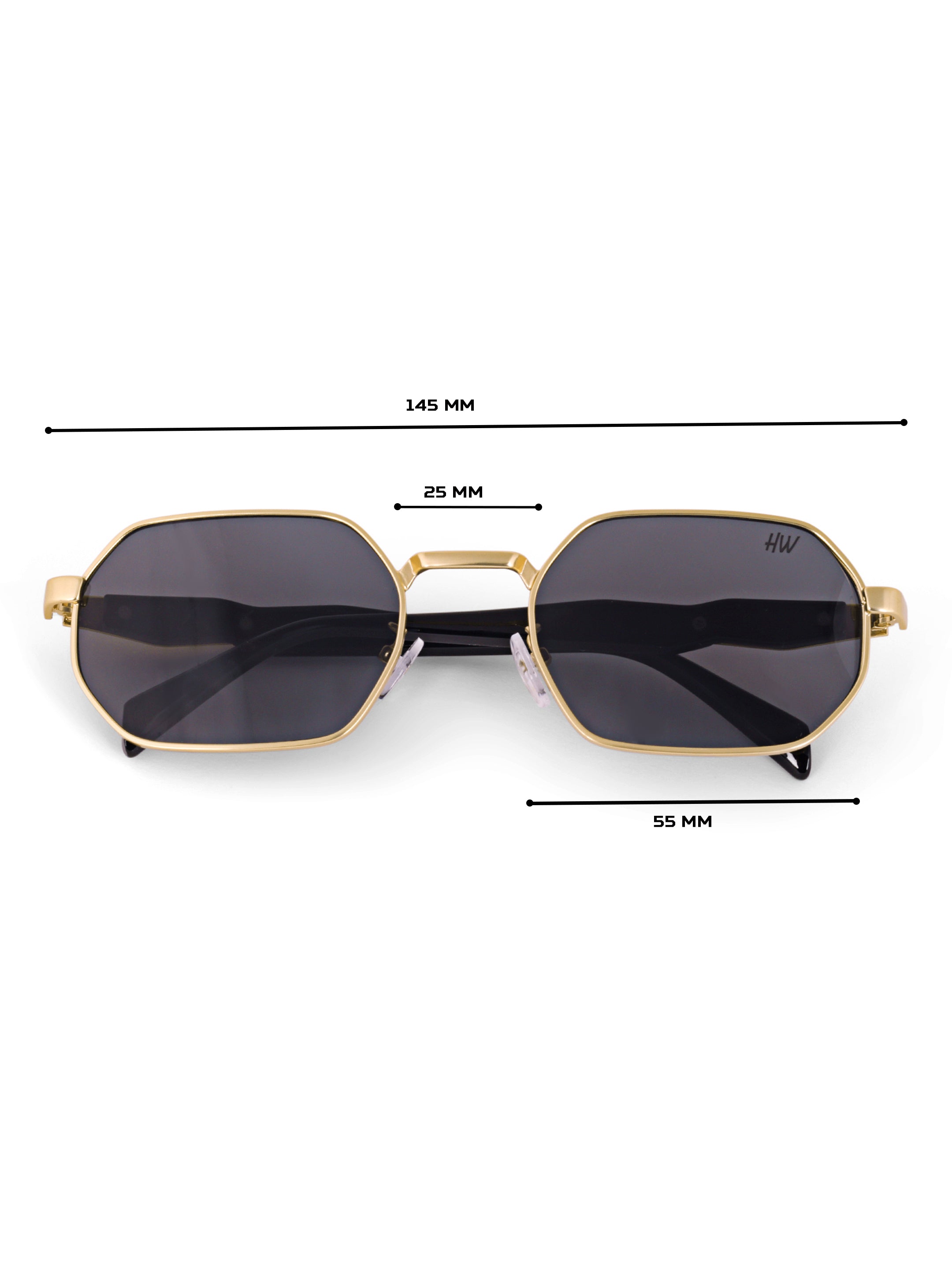 Men Hexagon Uv Protected Sunglasses Black