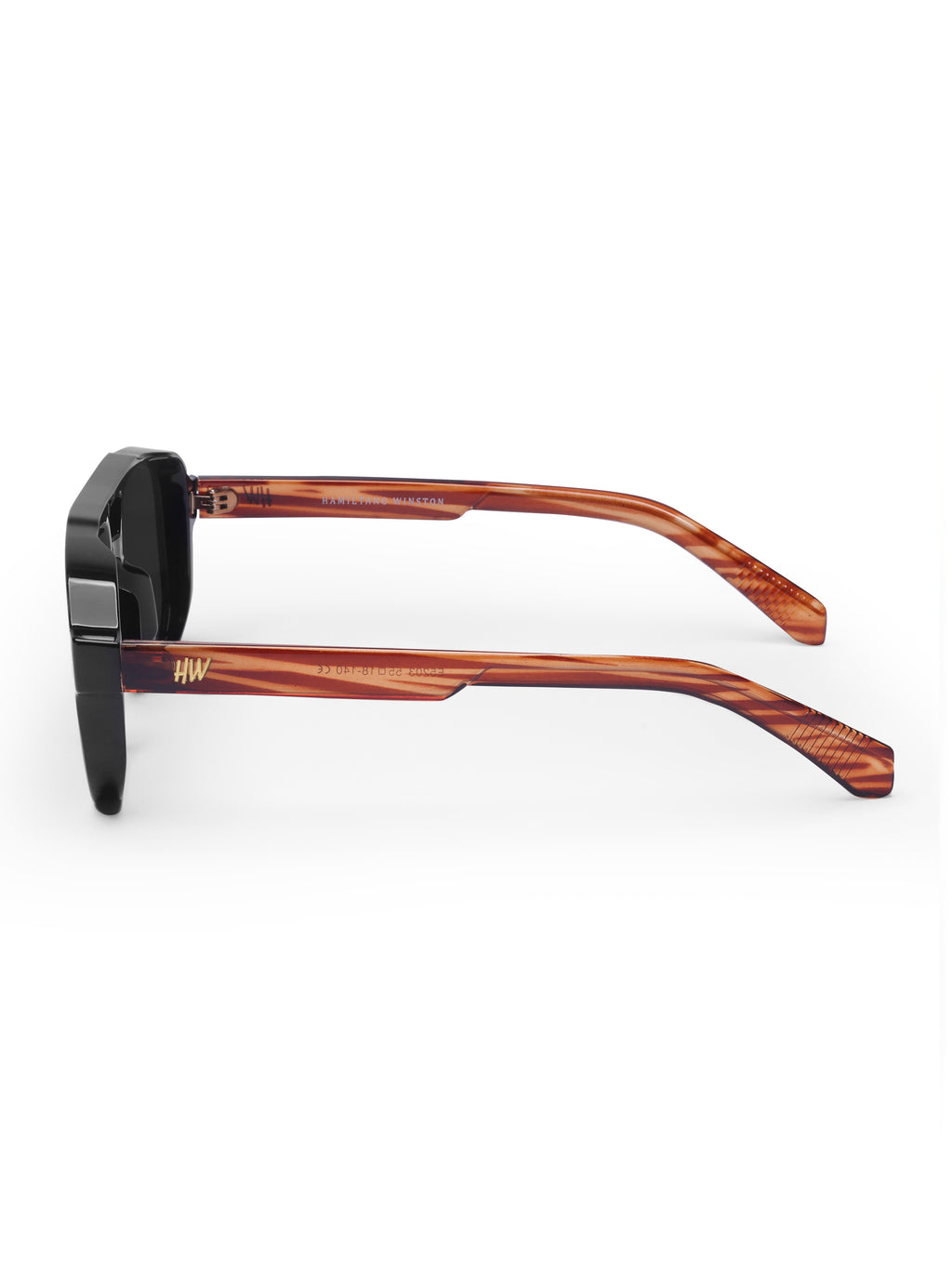 Men's UV Protected Gold Wooden Look Black Wayfarer Sunglasses