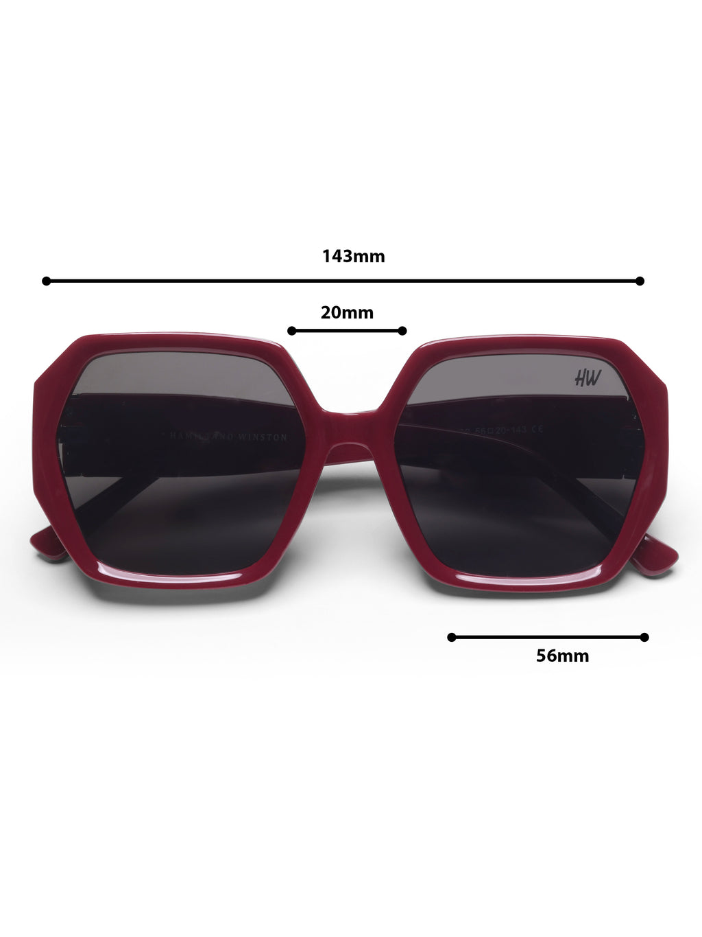 Liora Oversized Red Hexagon UV Protected Womens Sunglasses