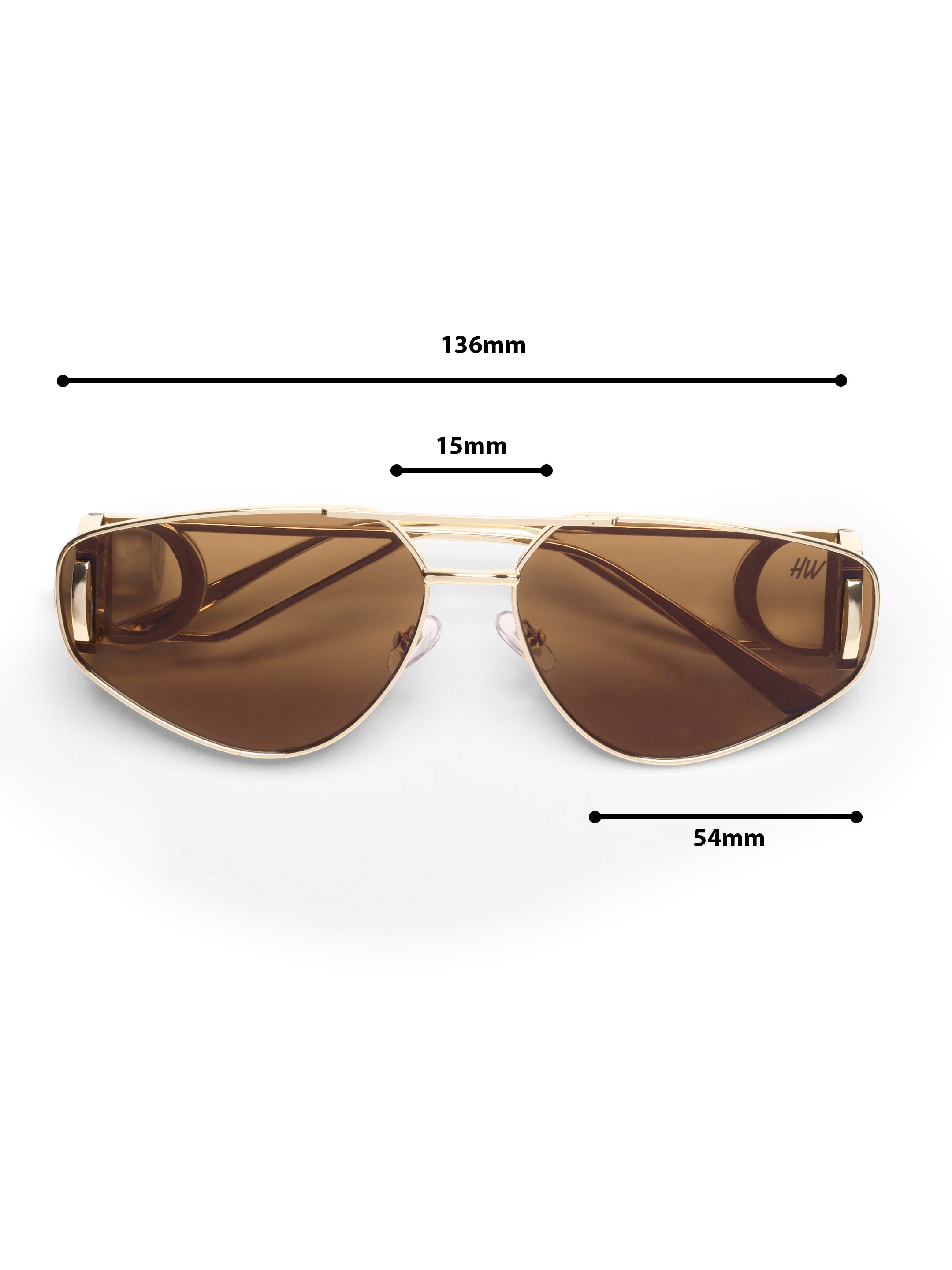 Azura Gold Brown Metal Oval UV Protected Womens Sunglasses