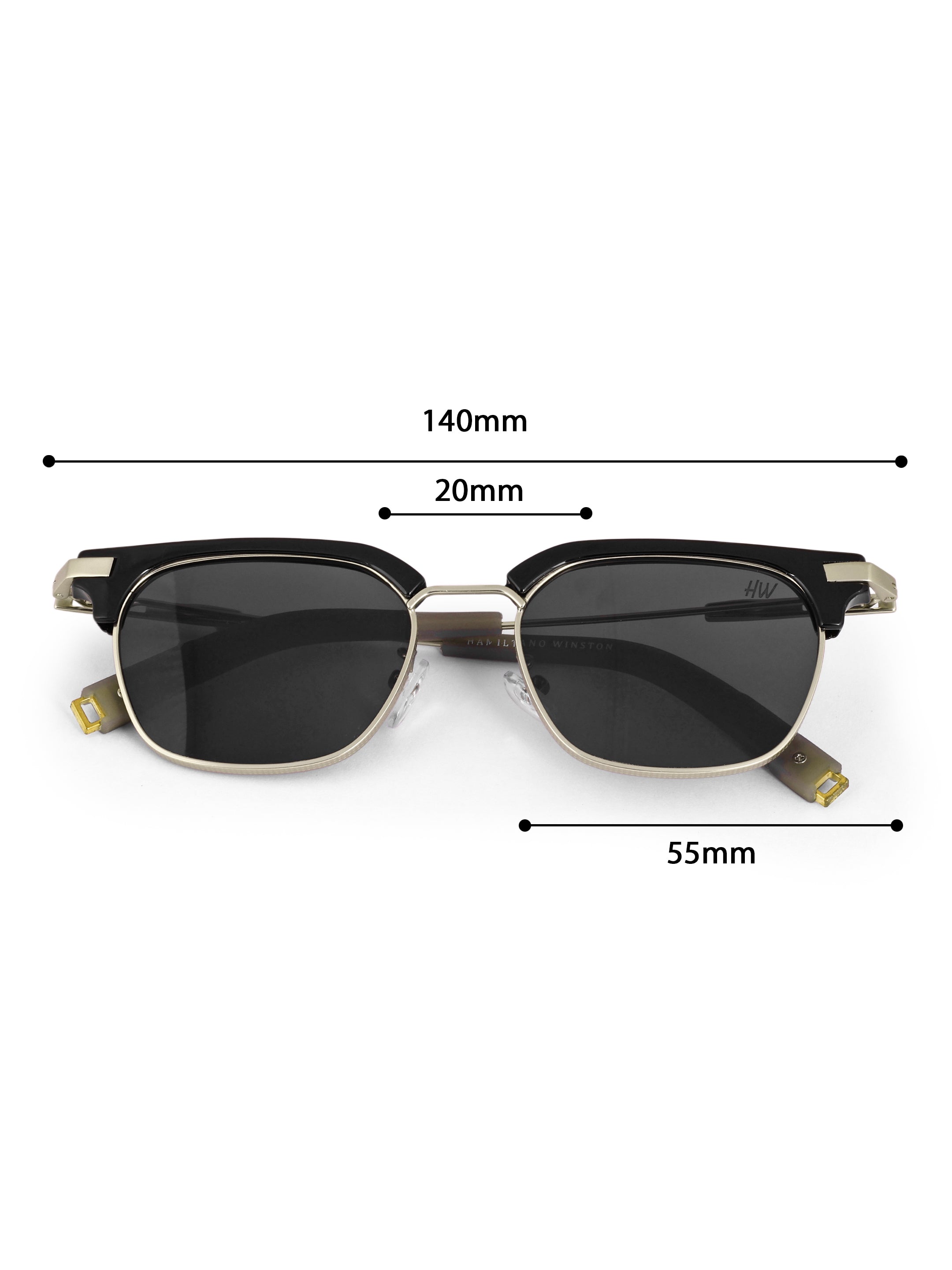 Men's Silver Black Clubmaster UV Protected Sunglasses