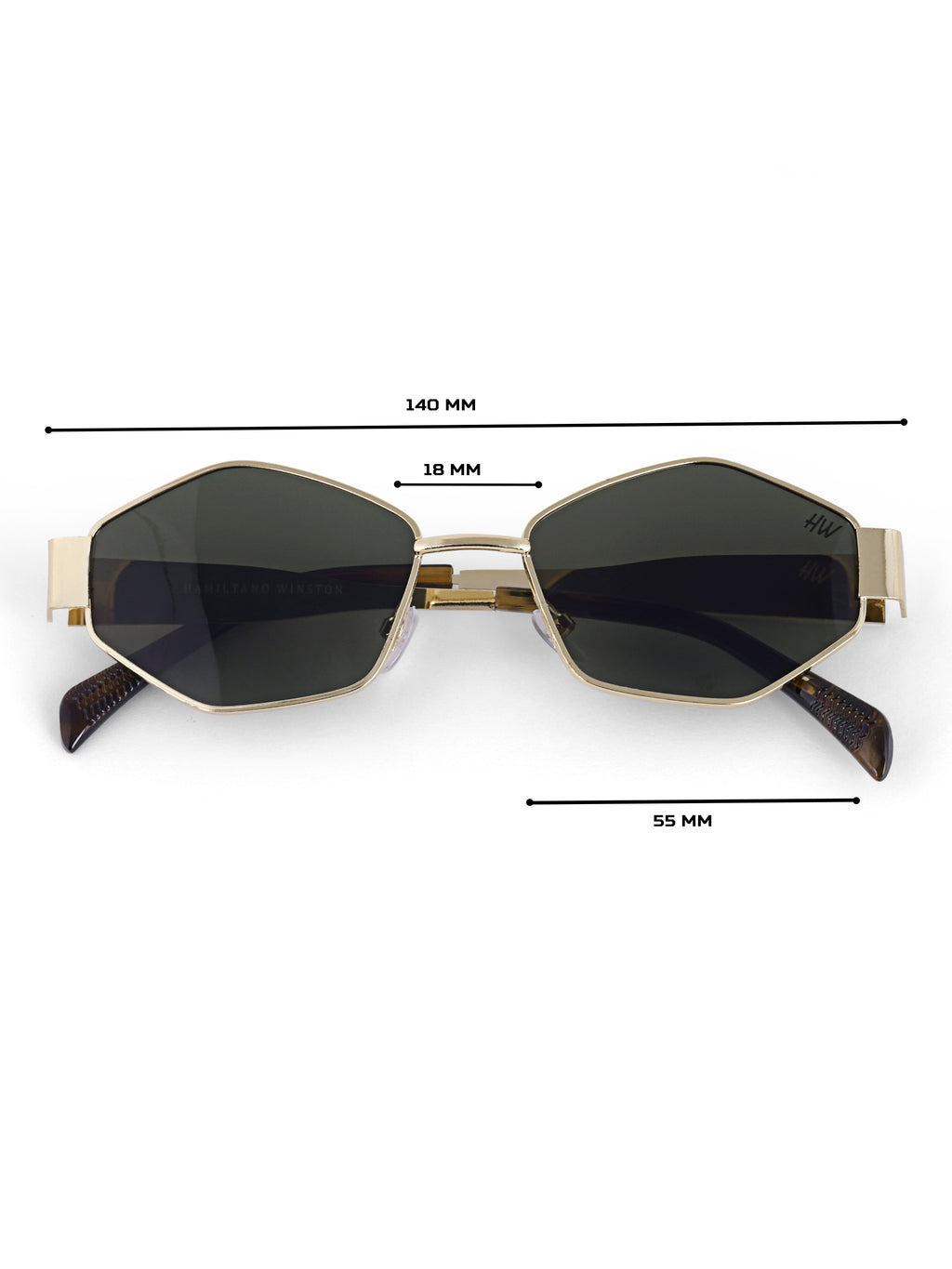 Women Hexagon Green UV Protected Sunglasses