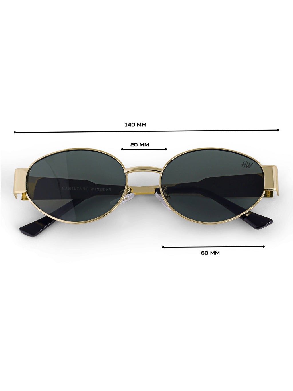 Gold Green Oval Women UV Protected Sunglasses