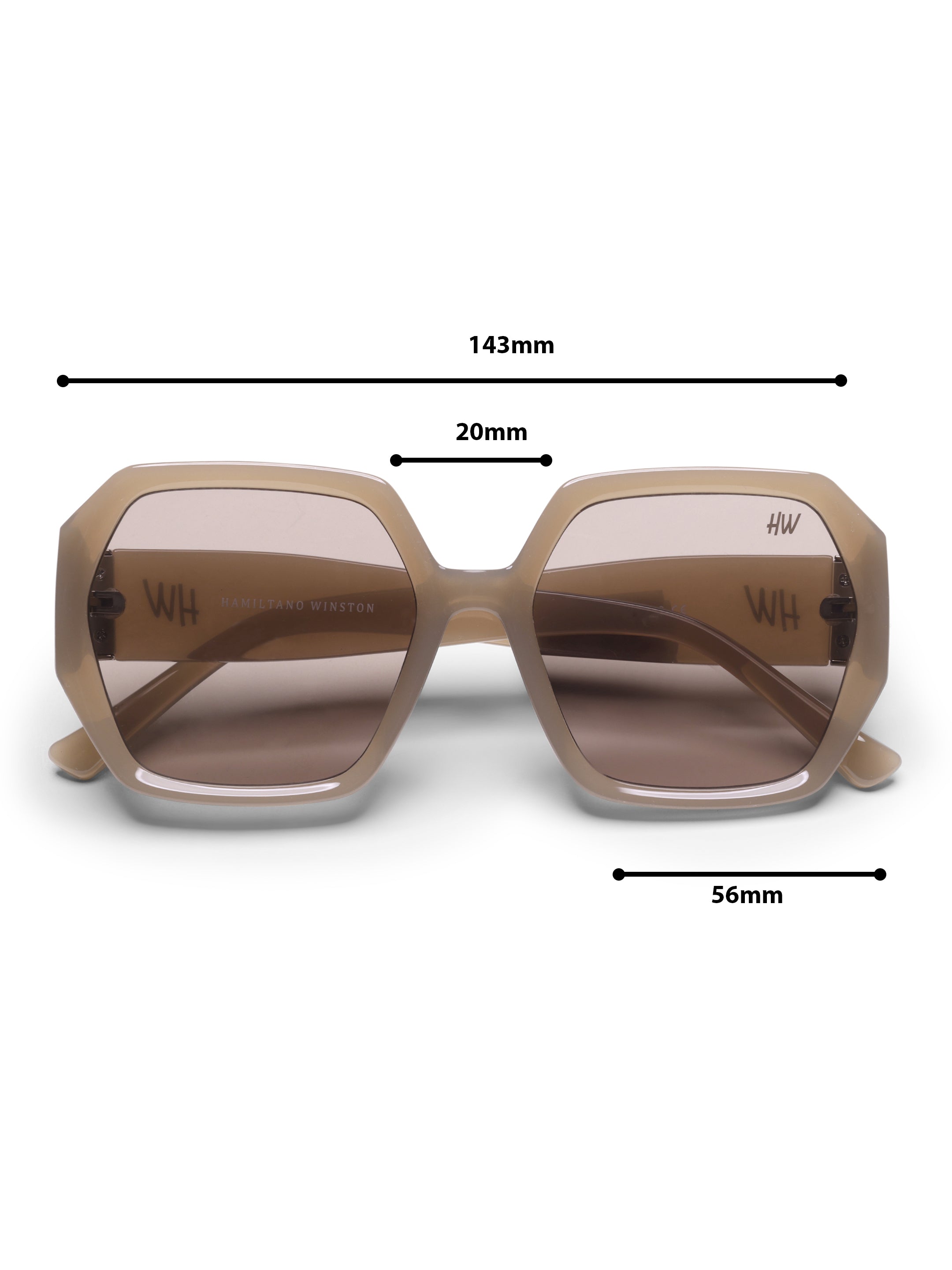 Kaira Oversized Hexagon Peach UV Protected Womens Sunglasses