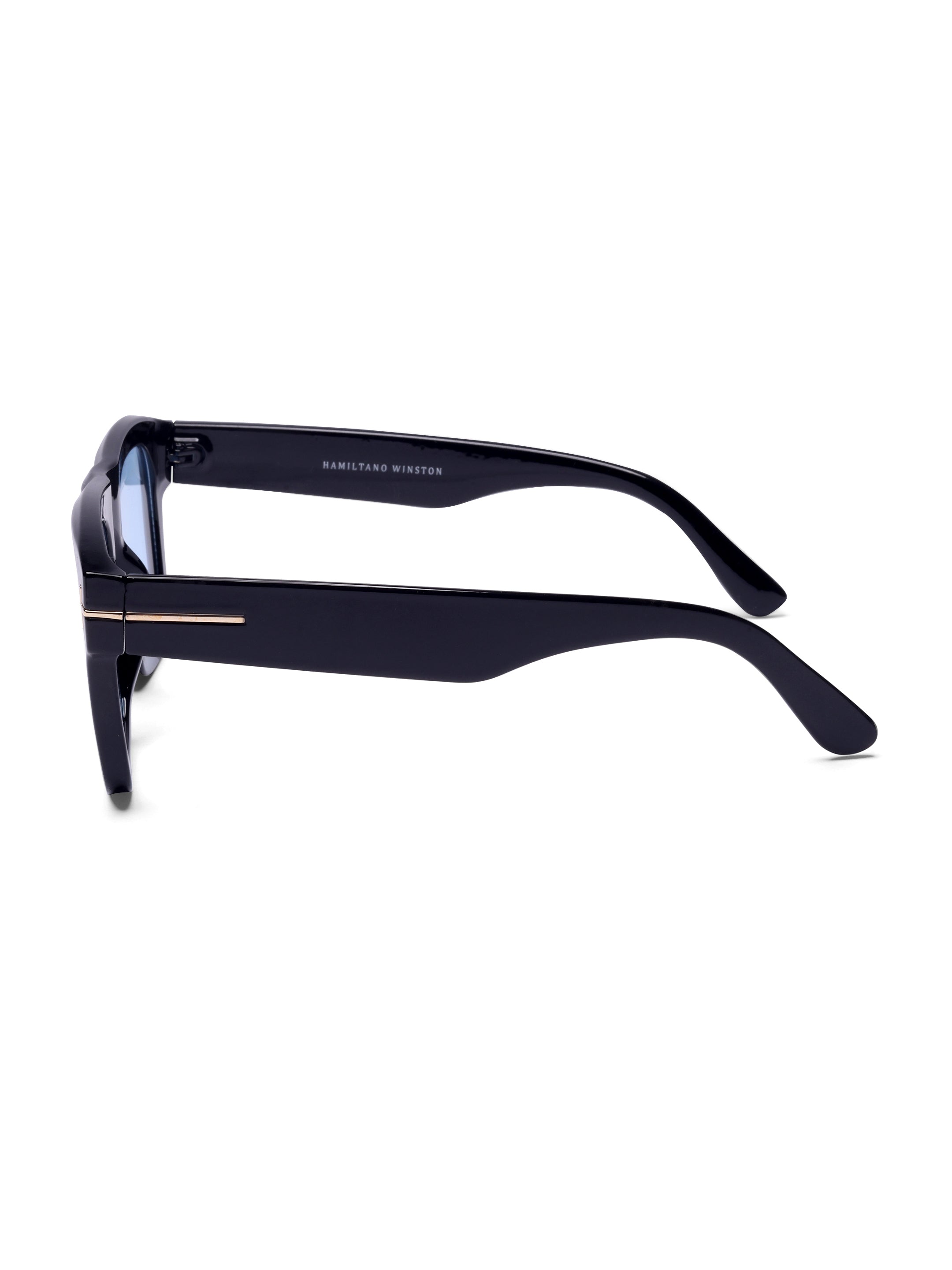 Men's UV Protected Gold Blue Wayfarer Sunglasses
