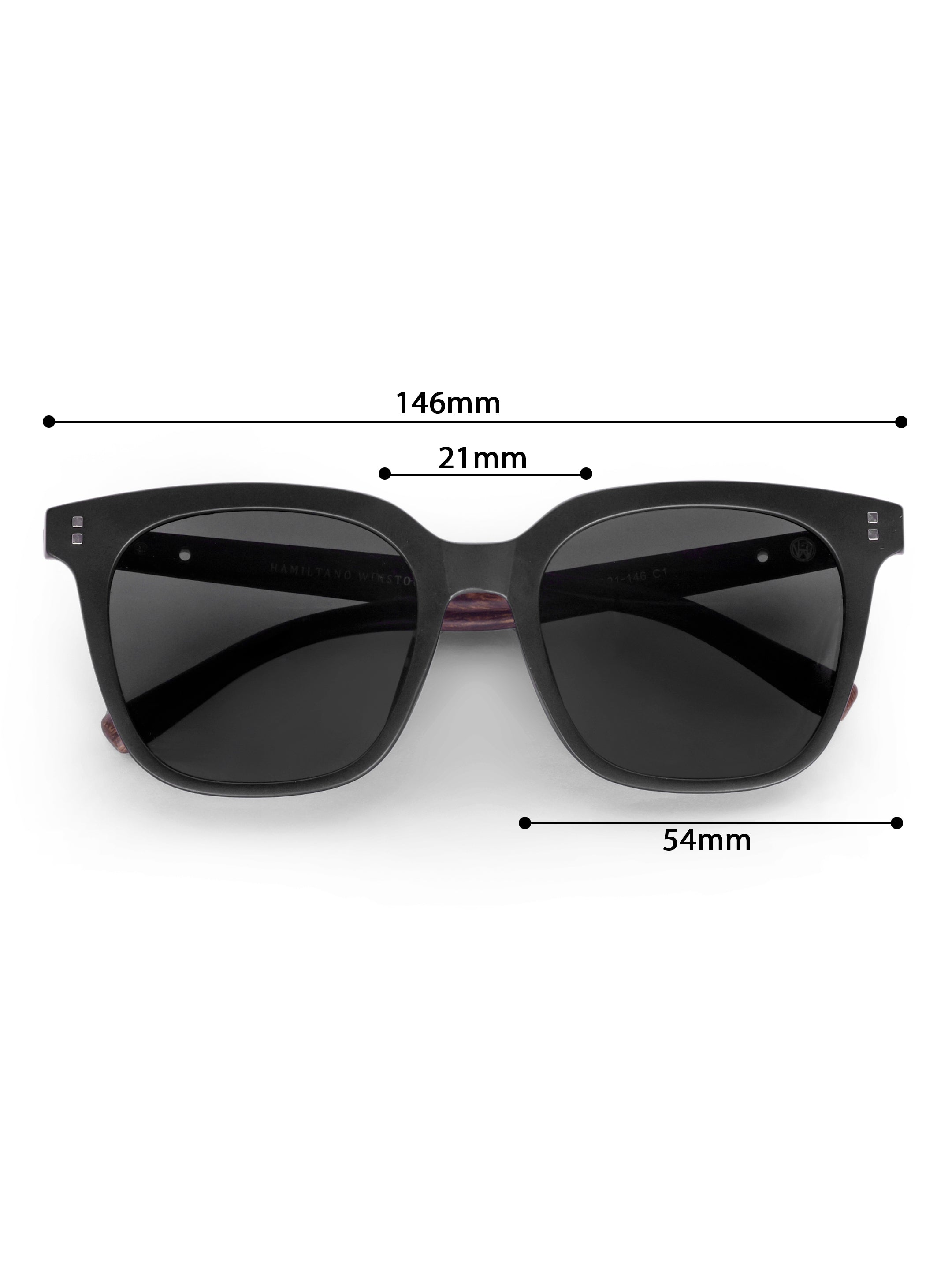 Unisex Polarized UV Protected Black Rectangular