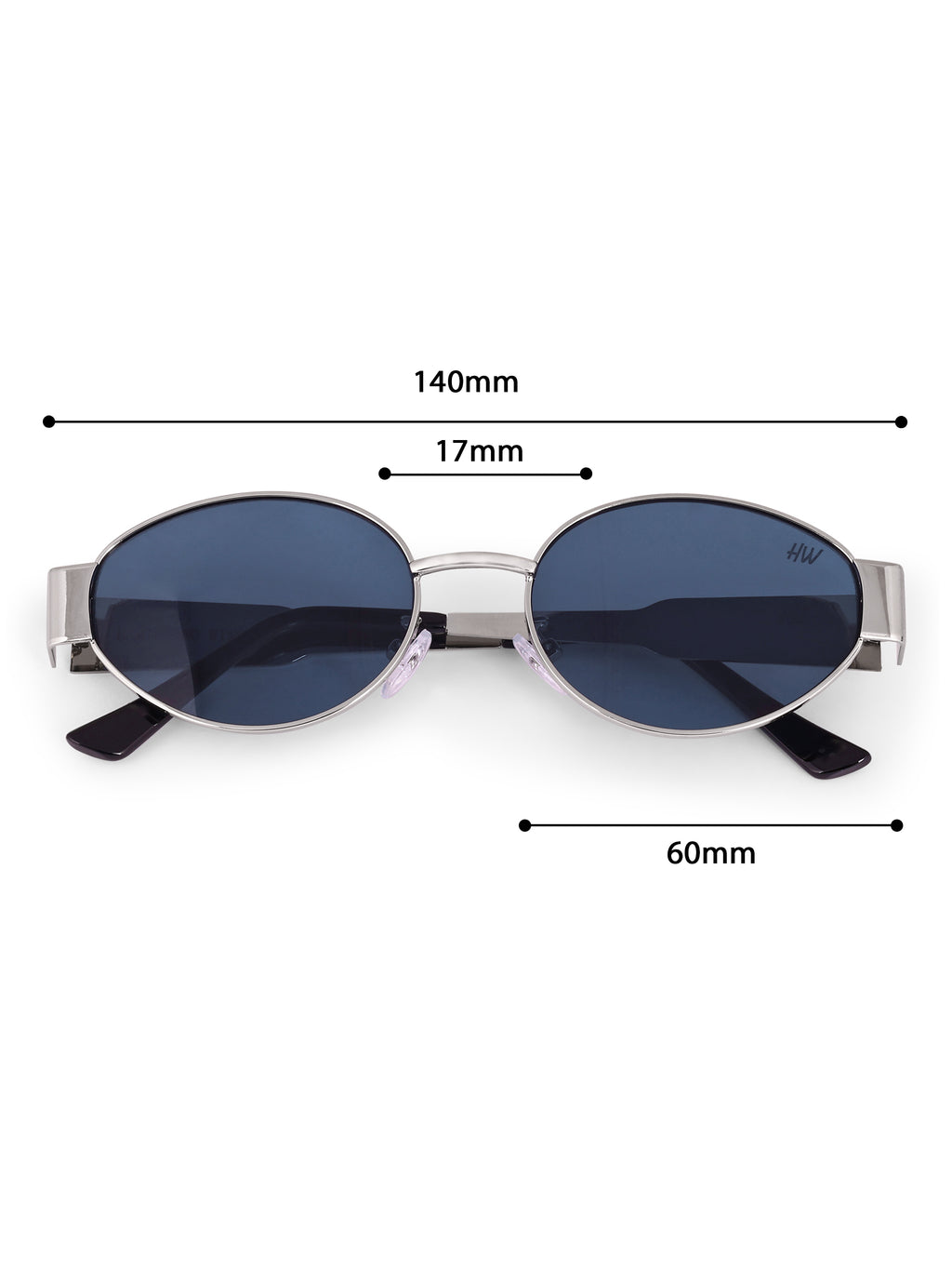 Women's Silver Blue Oval UV Protected Sunglasses