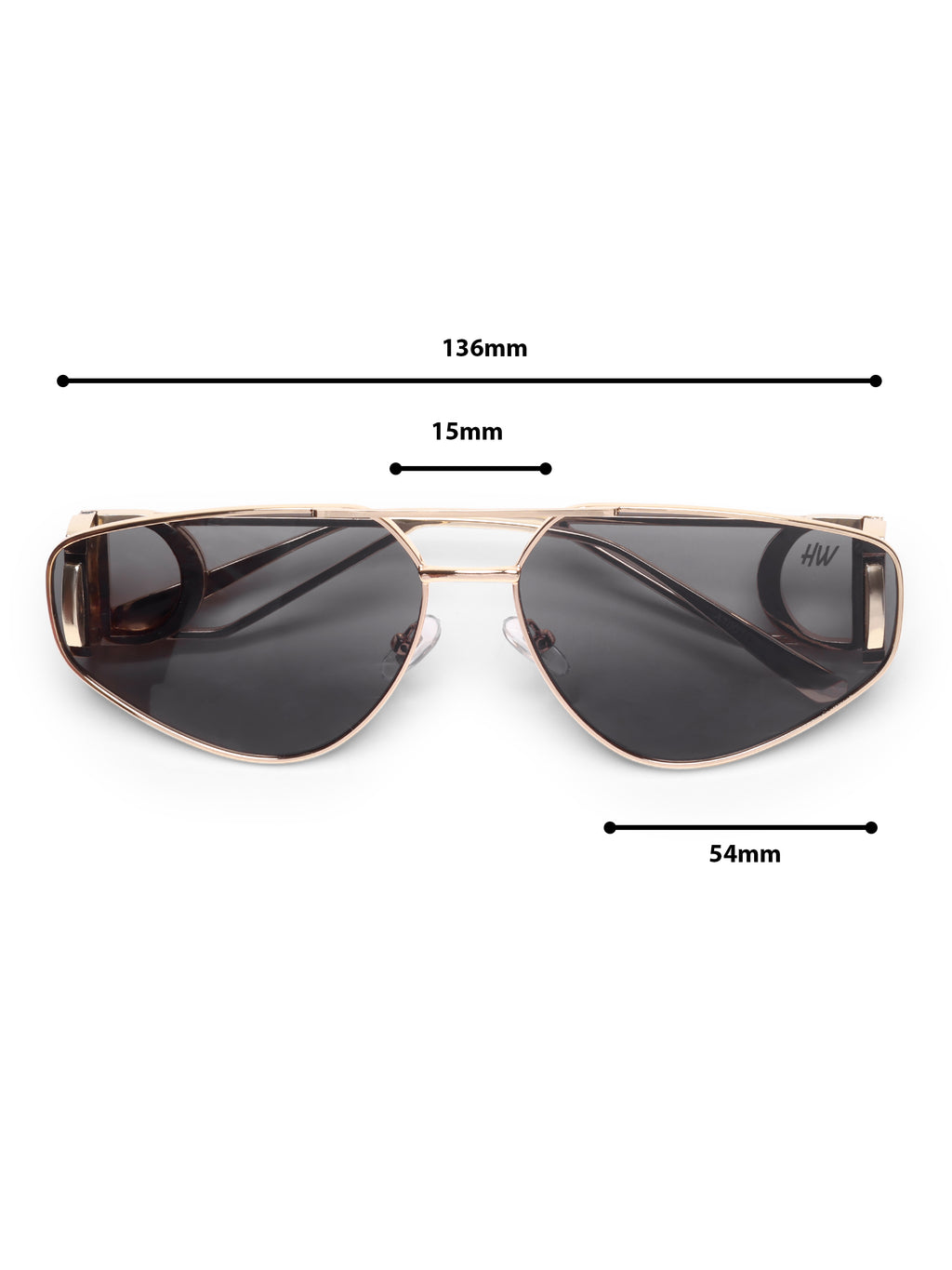 Evania Gold Black Metal Oval UV Protected Womens Sunglasses