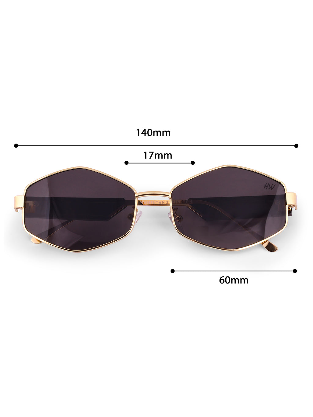 Women's Hexagon Golden Black UV Protected Sunglasses