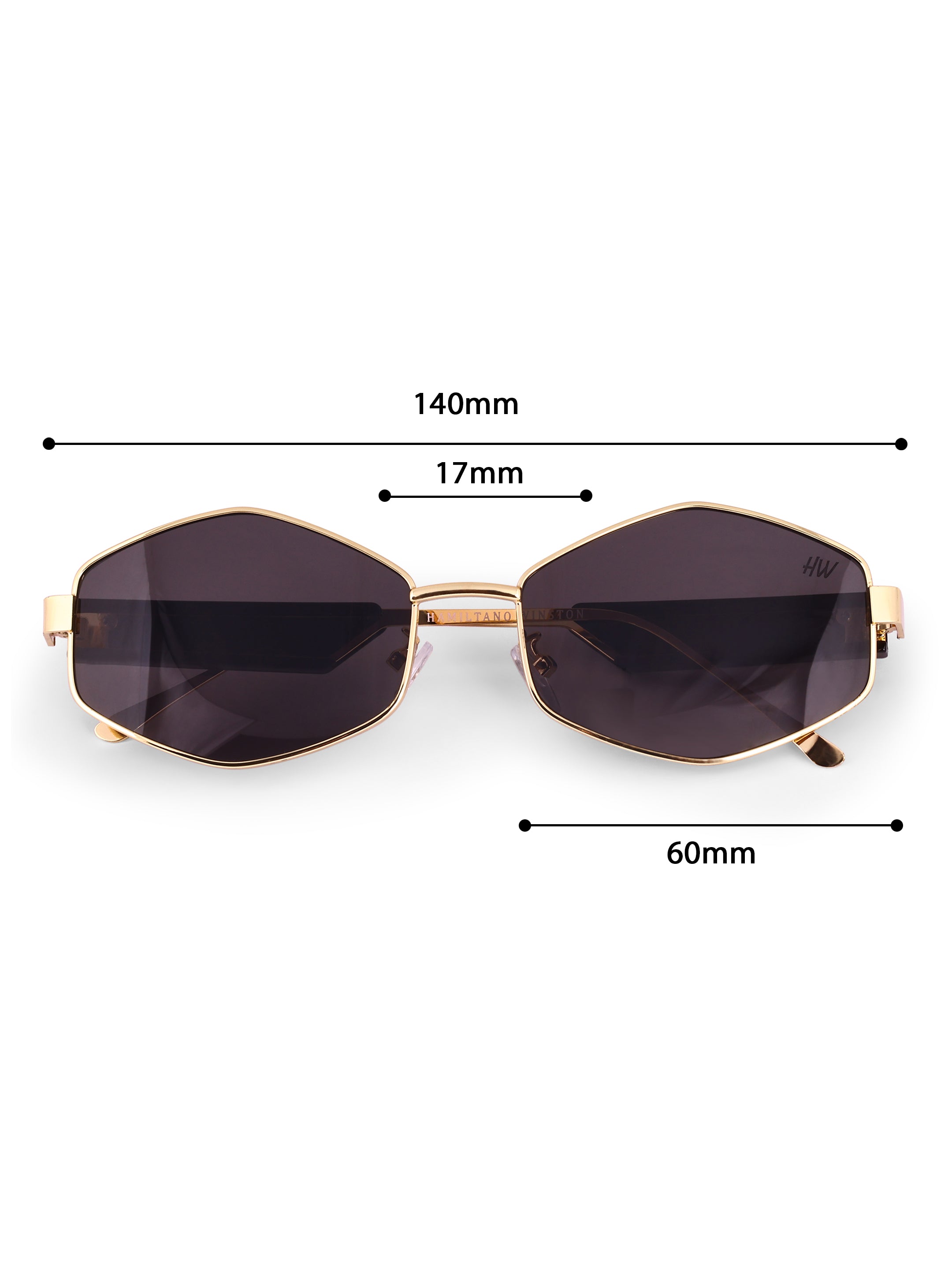 Women's Hexagon Golden Black UV Protected Sunglasses