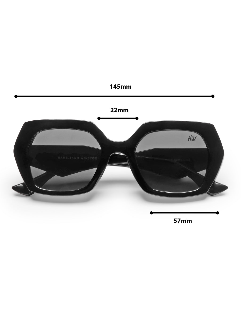 Noelle Black Hexagon Oversized UV Protected Womens Sunglasses