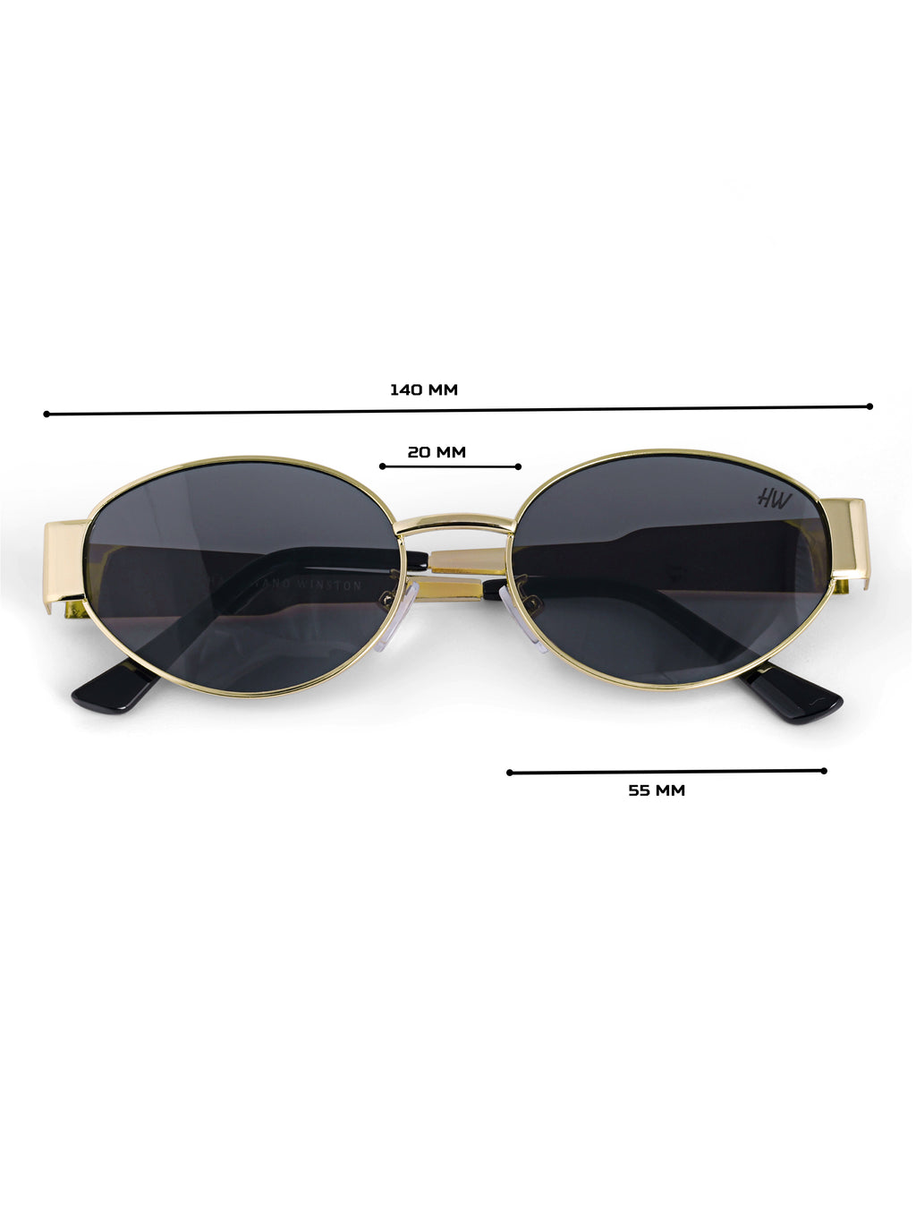 Gold Black Oval Women UV Protected Sunglasses