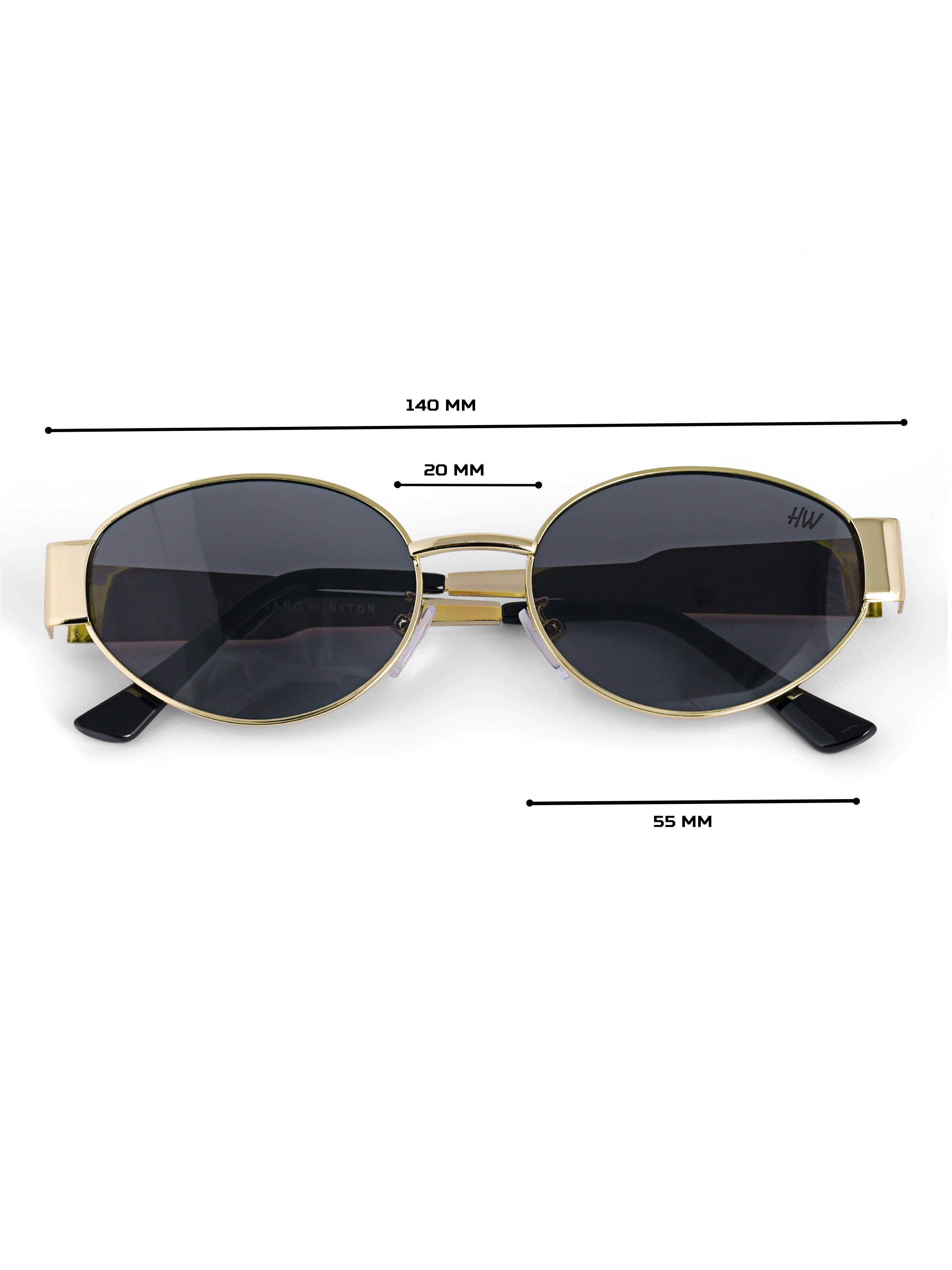 Gold Black Oval Women UV Protected Sunglasses