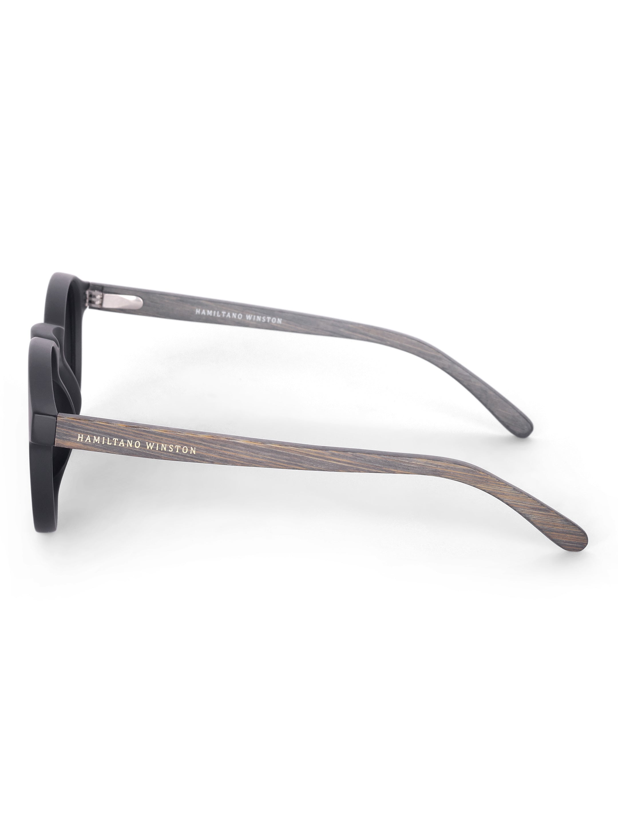 Men's Polarized Round Wooden Look Sunglasses