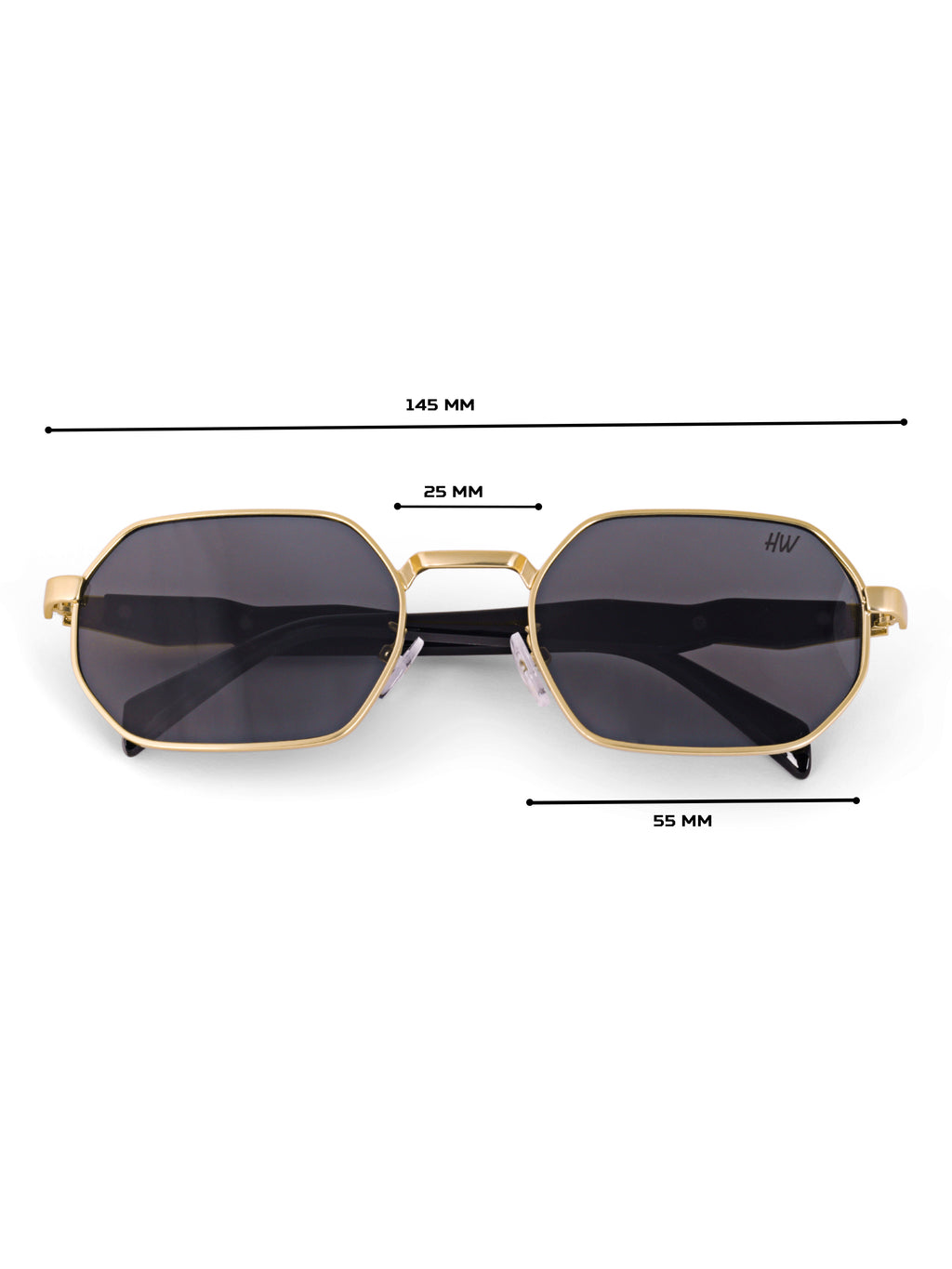 Gold Black Hexagon Women UV Protected Sunglasses