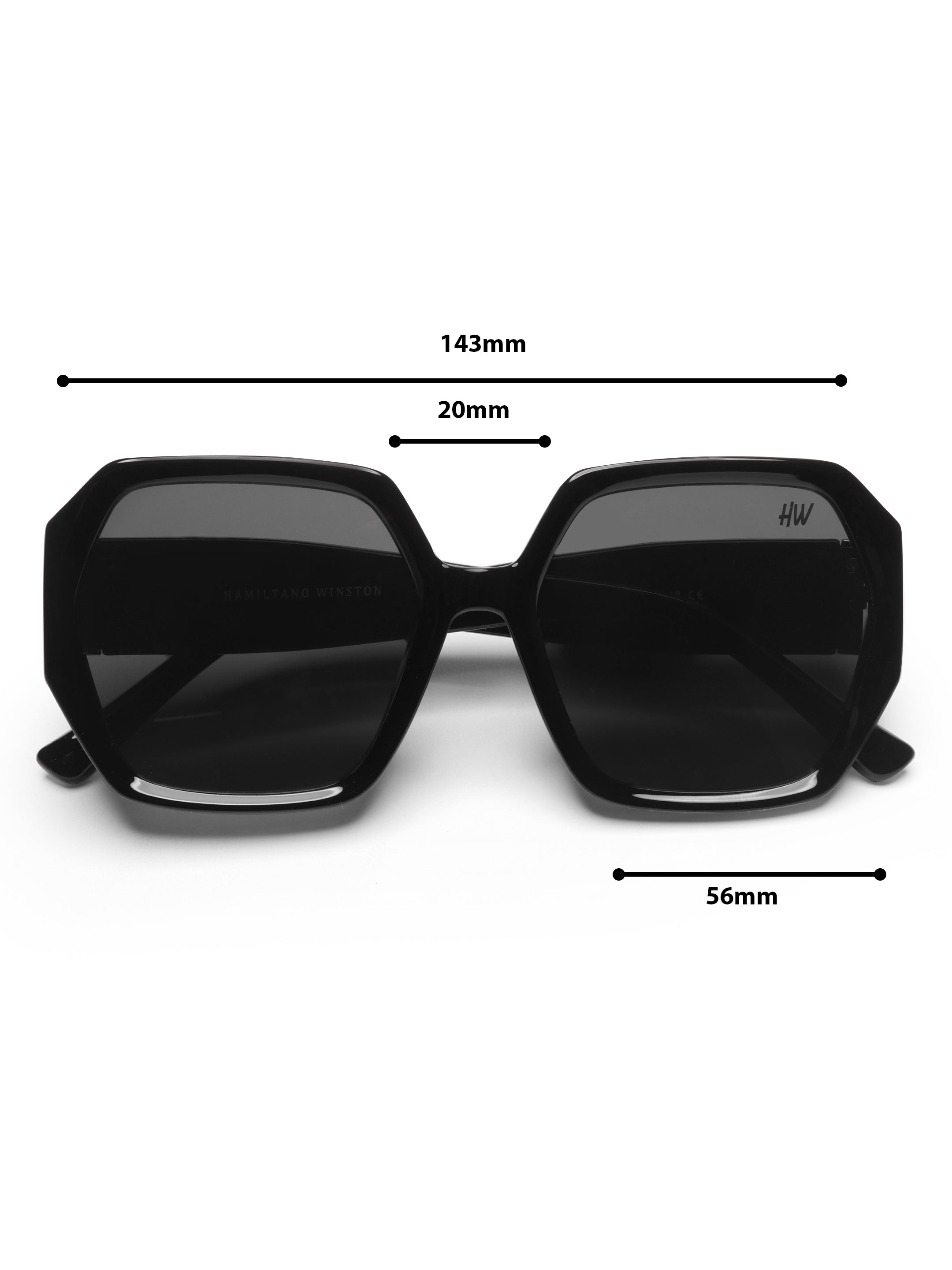 Zarela Acetate Oversized Black Hexagon UV Protected Womens Sunglasses